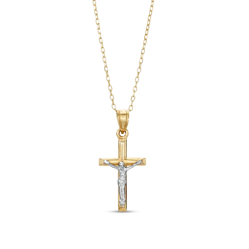 Multi-Finish Crucifix Pendant in 14K Two-Tone Gold Zales Outlet