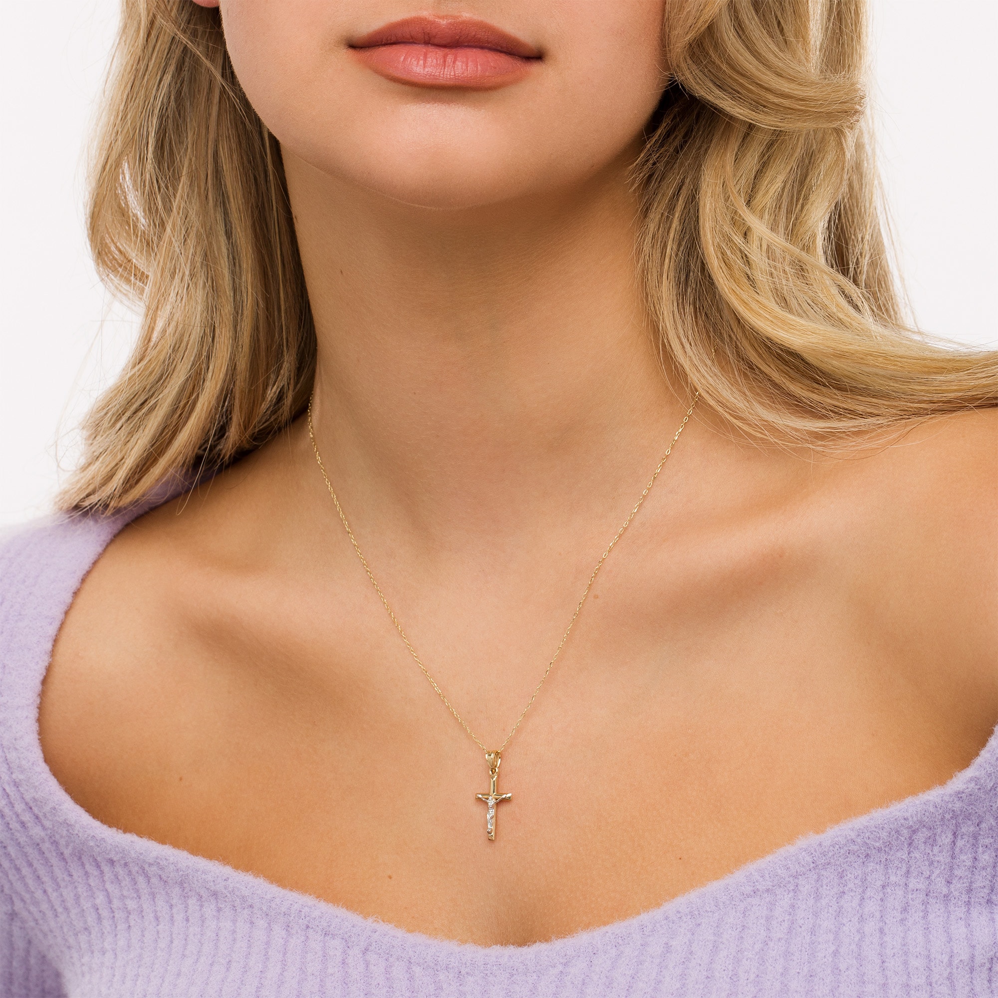 Multi-Finish Crucifix Pendant in 14K Two-Tone Gold | Zales Outlet
