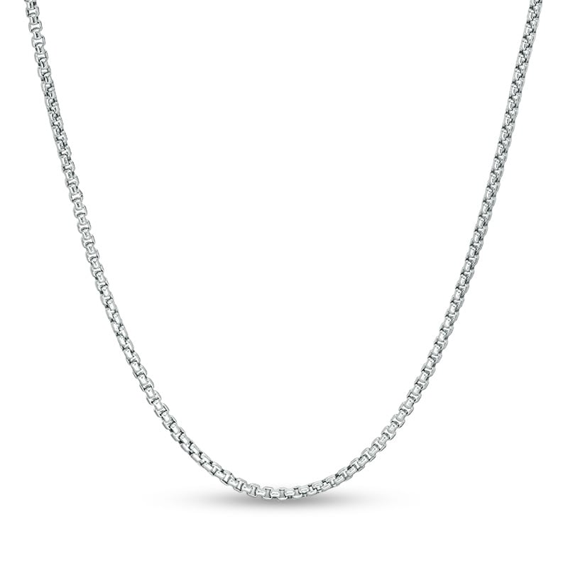ホワイトゴールド20ブラックシルバー20 2.4mm Round Box Chain Necklace in 14K White Gold - 20&quot