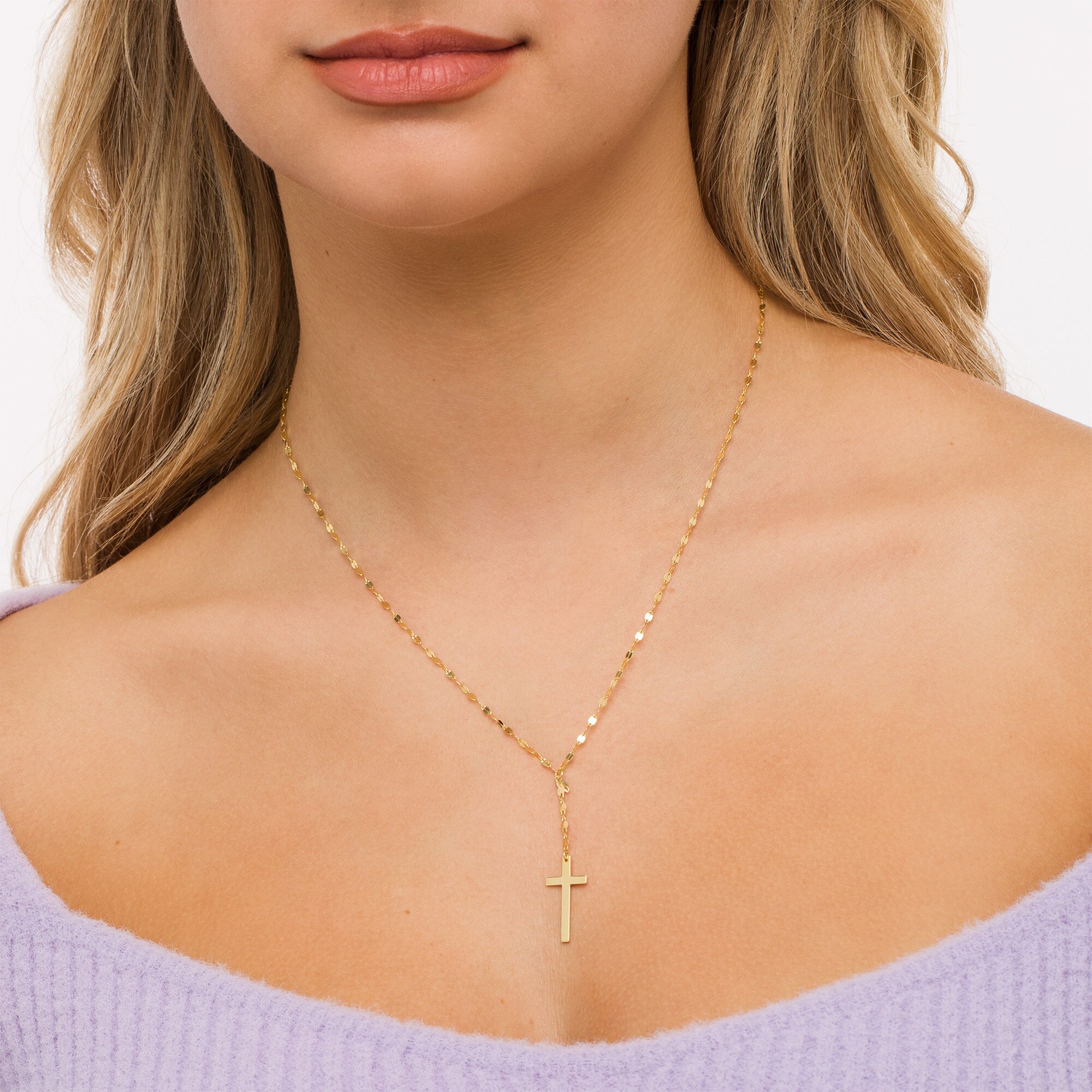 Made in Italy Cross and Mirror Flat-Link Chain 