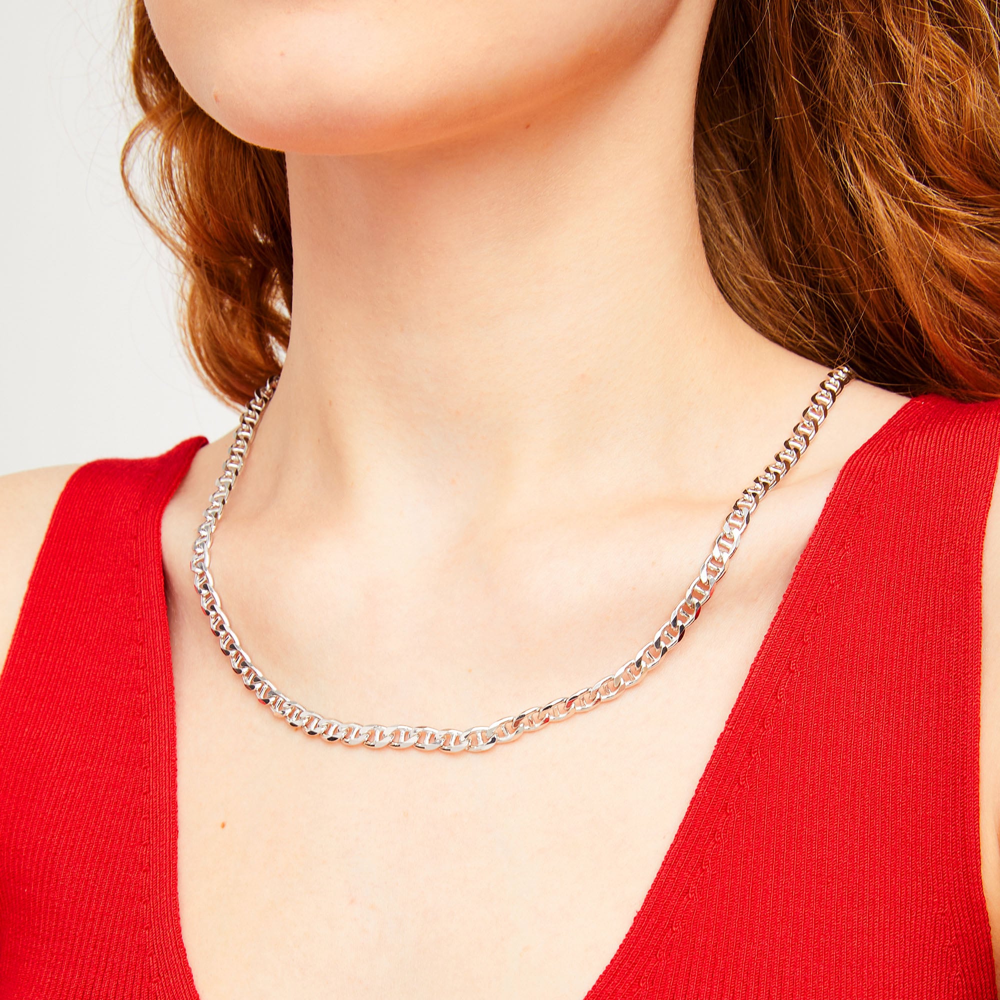 5.7mm Mariner Chain Necklace in Solid Sterling Silver - 22&quot