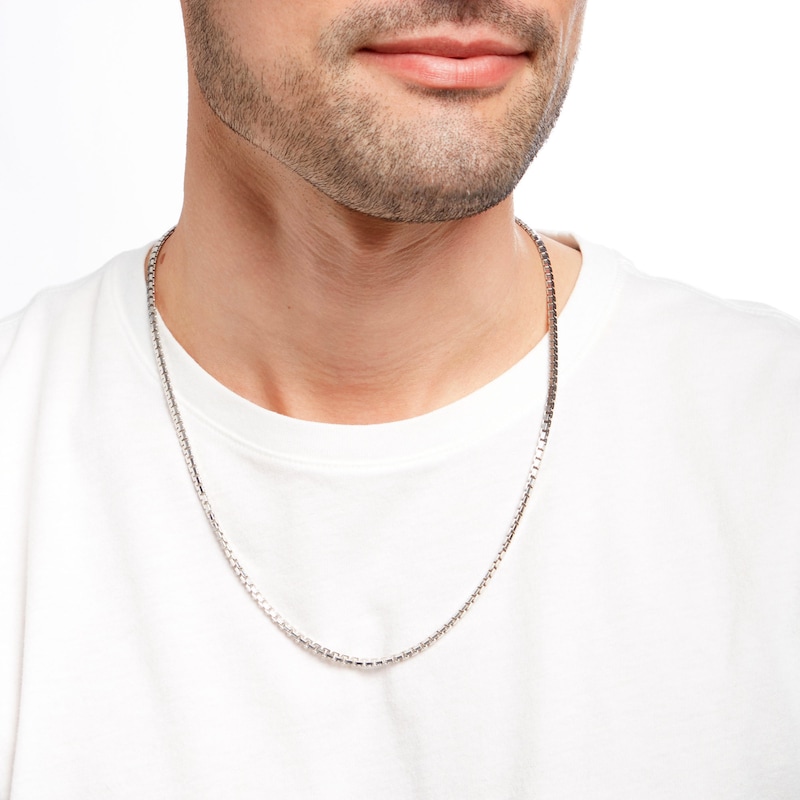 Men's Diamond-Cut Box Chain Necklace in Solid Sterling