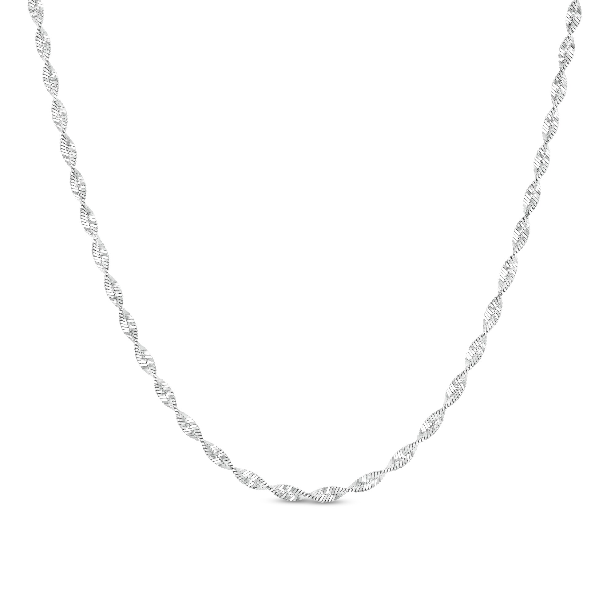 2.5mm Twisted Herringbone Chain Necklace in Solid Sterling Silver