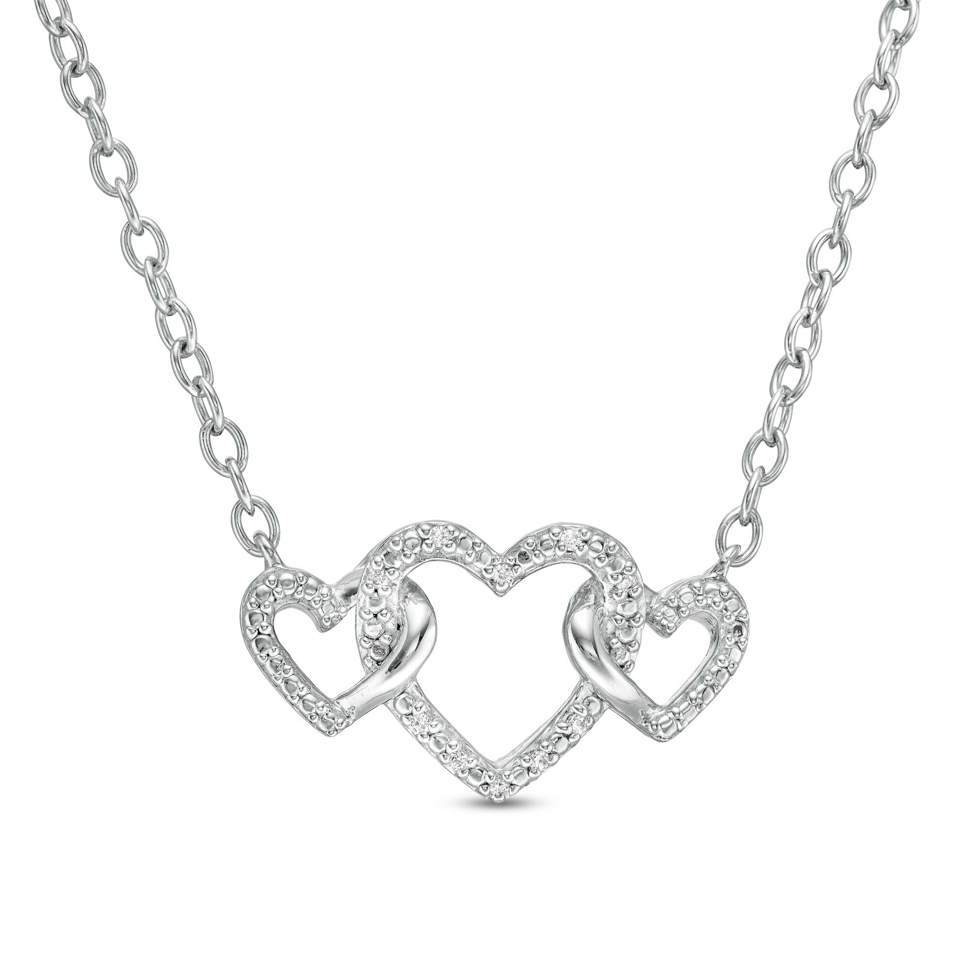 Diamond Accent Triple Intertwined Heart Necklace in Sterling