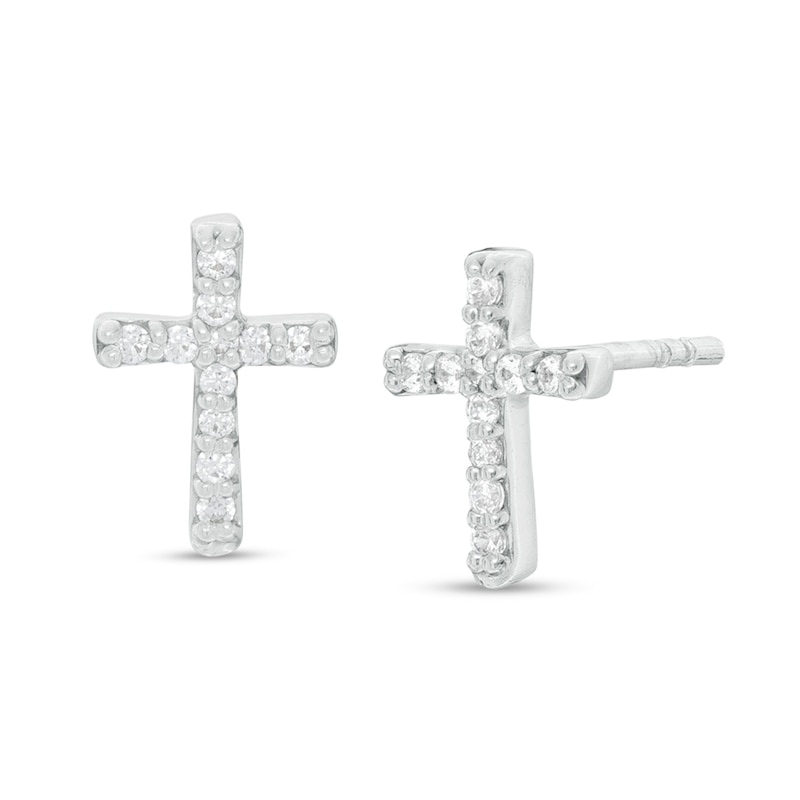 1/10 Diamond Cross Stud Earrings in 10K White Gold
