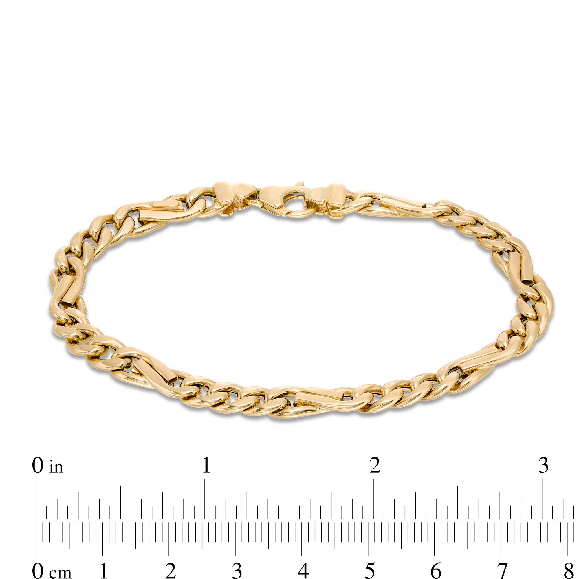 Made in Italy 6.4mm Twisted Figaro Chain Bracelet in Hollow 10K