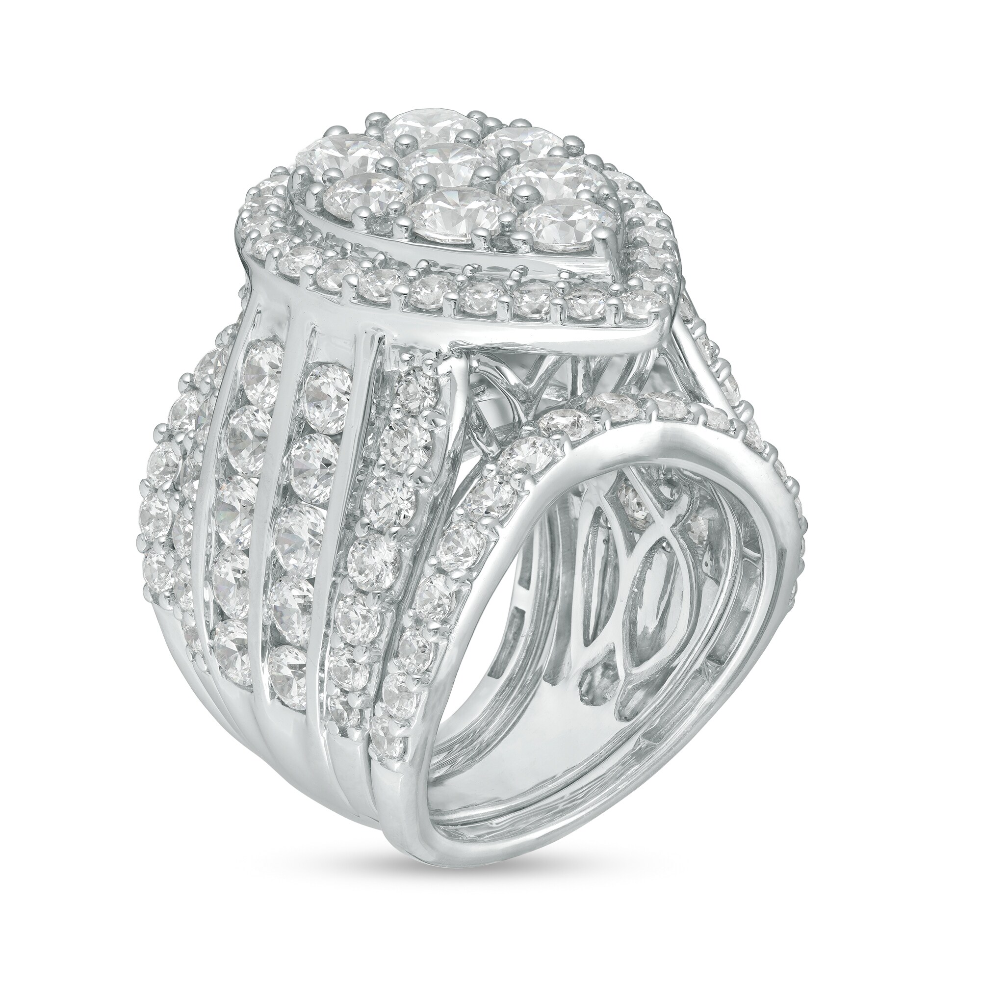 7 CT. T.W. Pear-Shaped Multi-Diamond Frame Multi-Row Three Piece