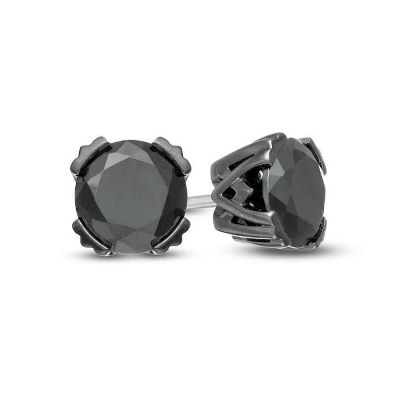 Vera Wang Men Black Diamond Solitaire Stud Earrings