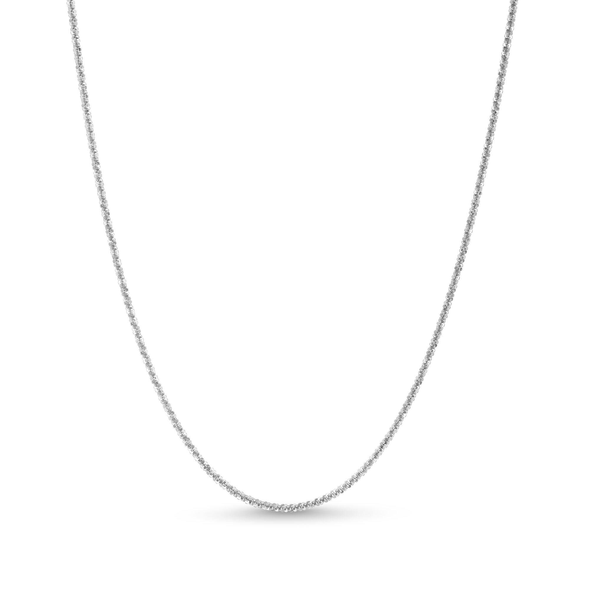 1.4mm Diamond-Cut Sparkle Chain Necklace in Solid 10K White