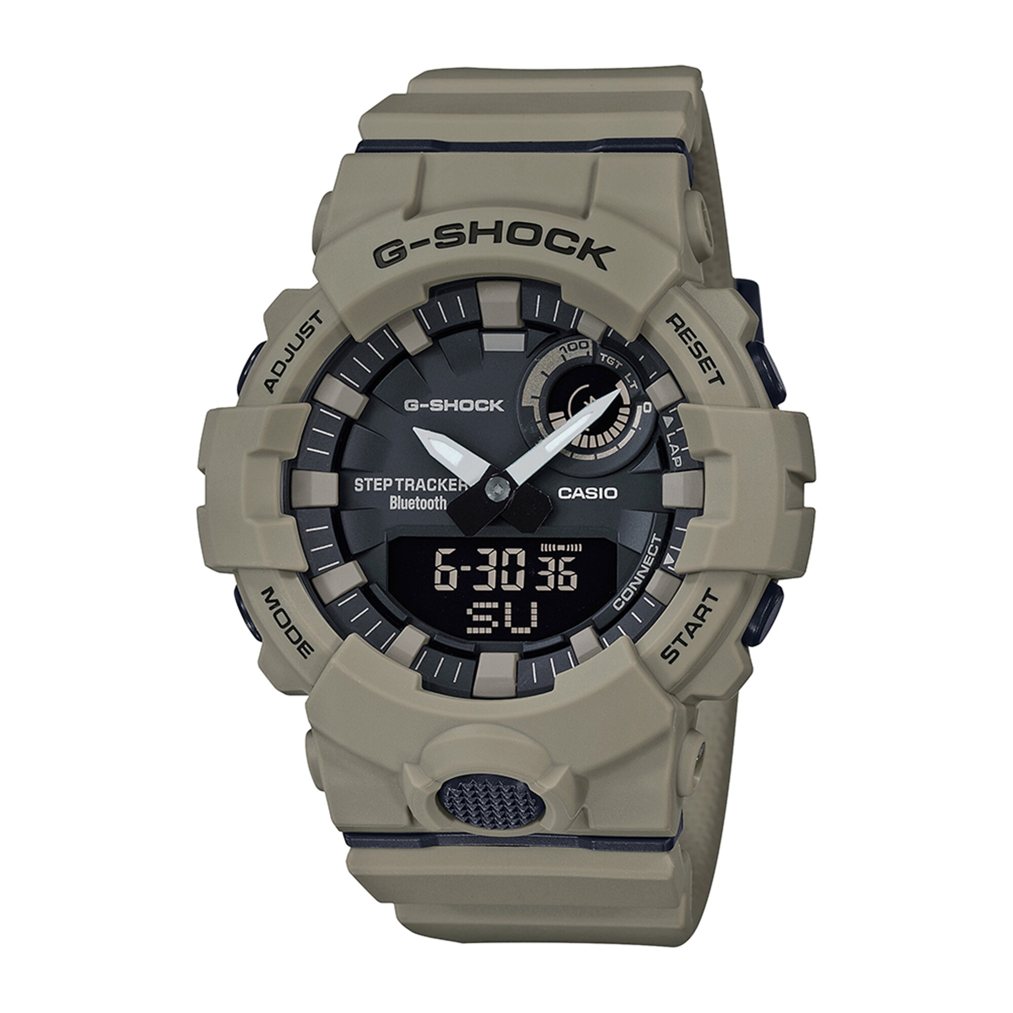 Men's Casio G-Shock Power Trainer Khaki Strap Watch with Black