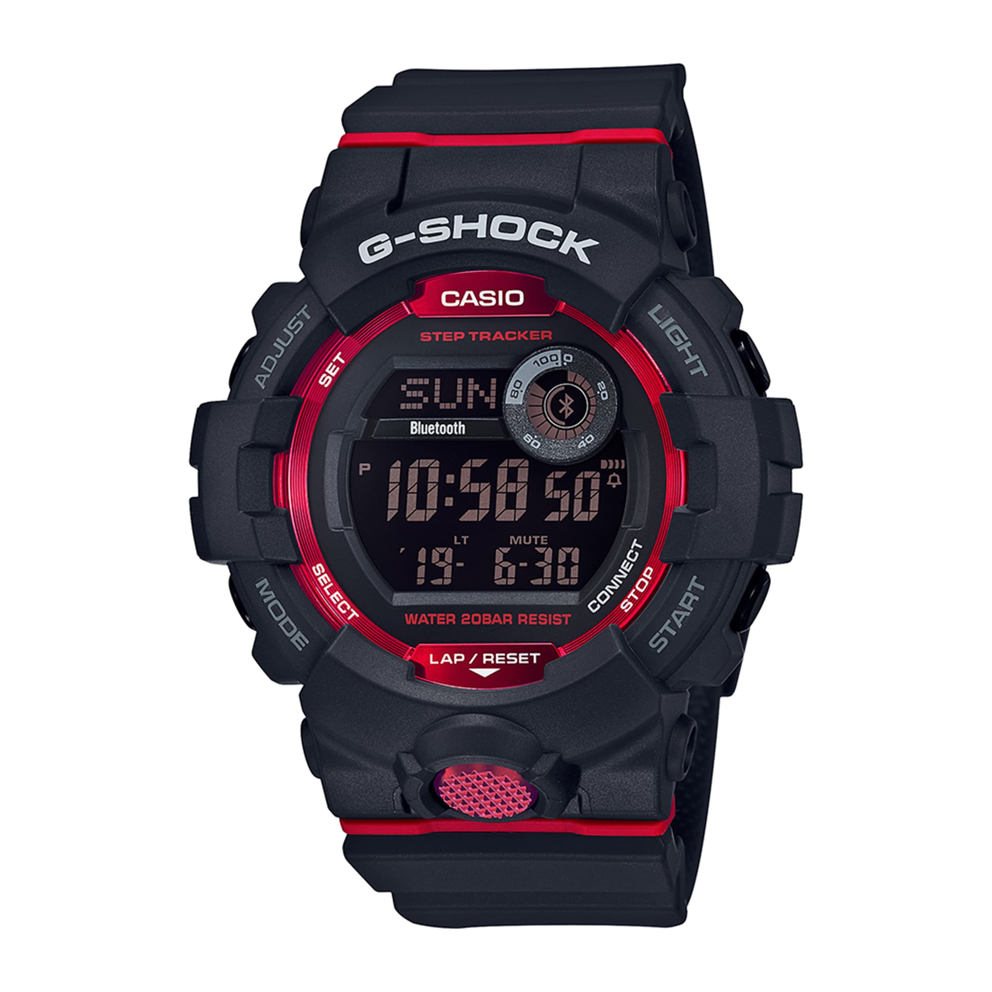 Men's Casio G-Shock Power Trainer Strap Watch with Black and Red