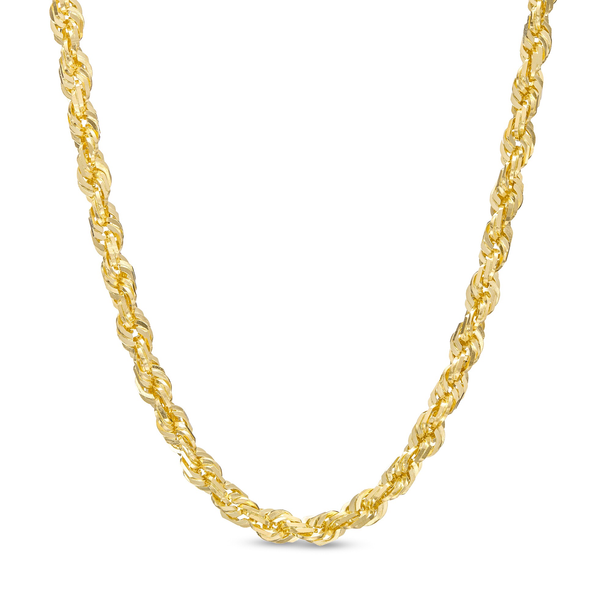 3.85mm Glitter Rope Chain Necklace in Solid 14K Gold - 26&quot