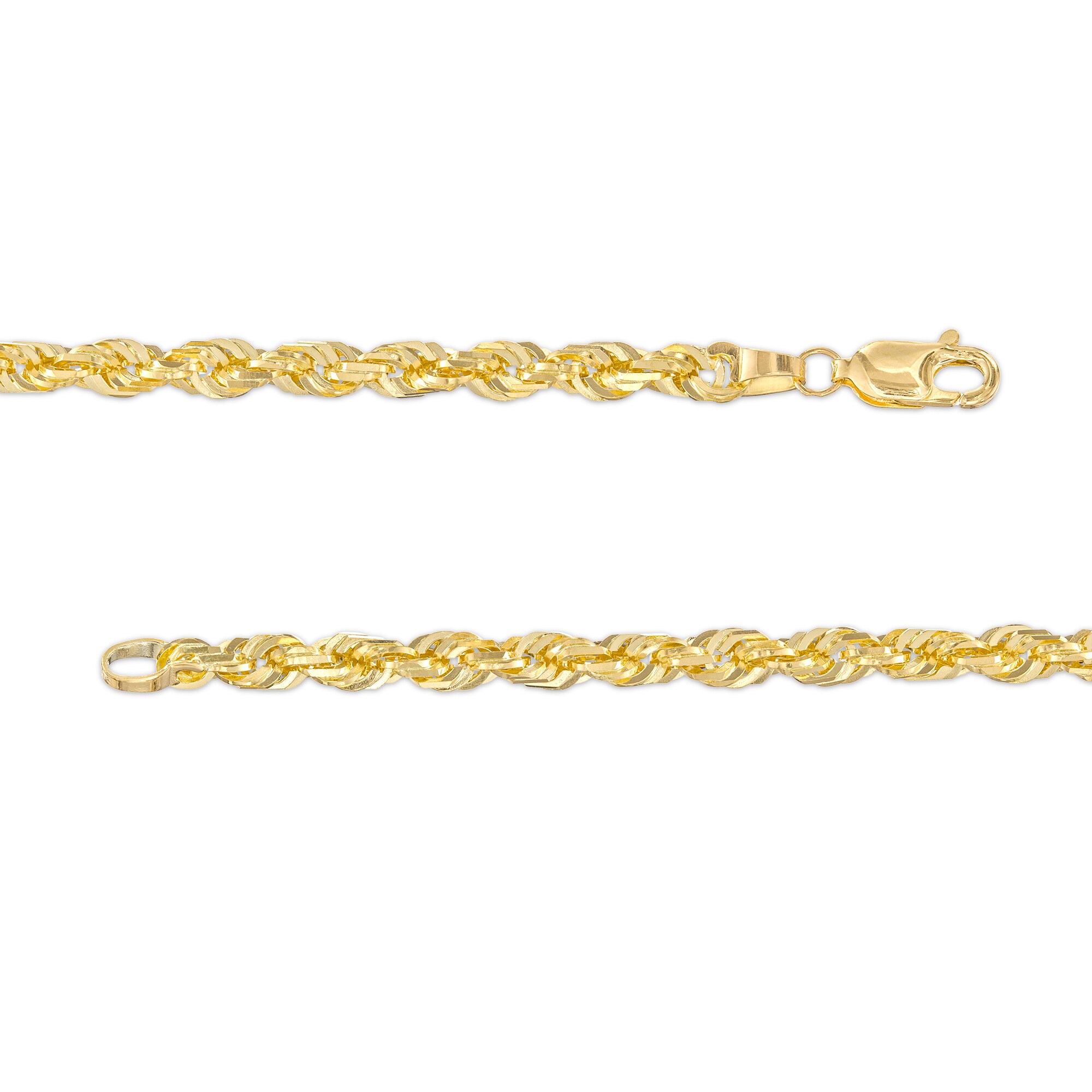 3.85mm Glitter Rope Chain Necklace in Solid 14K Gold - 26&quot