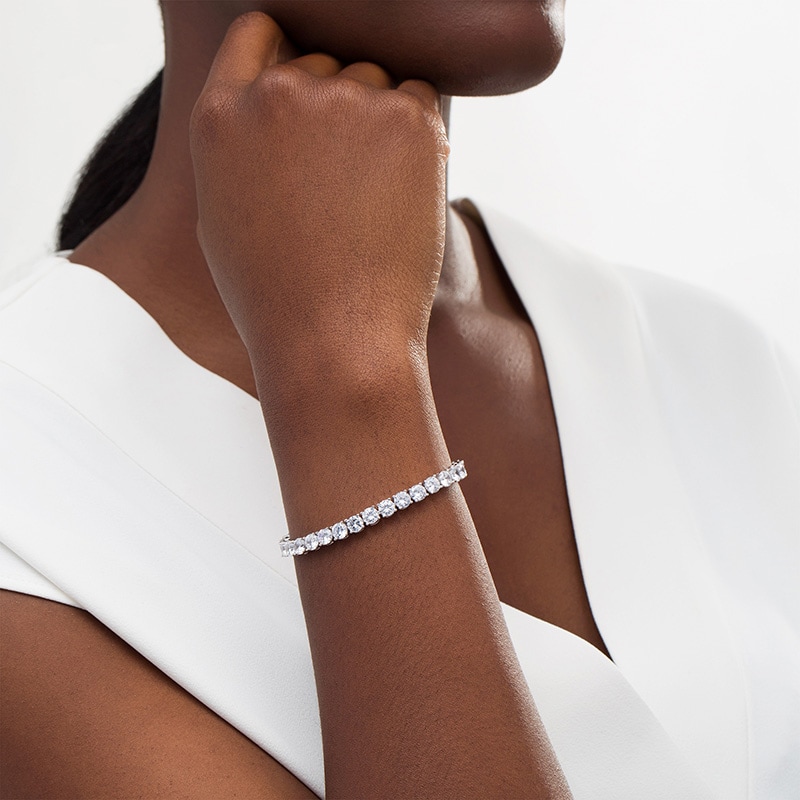 5.0mm White Lab-Created Sapphire Tennis Bracelet in Sterling  display picture 3