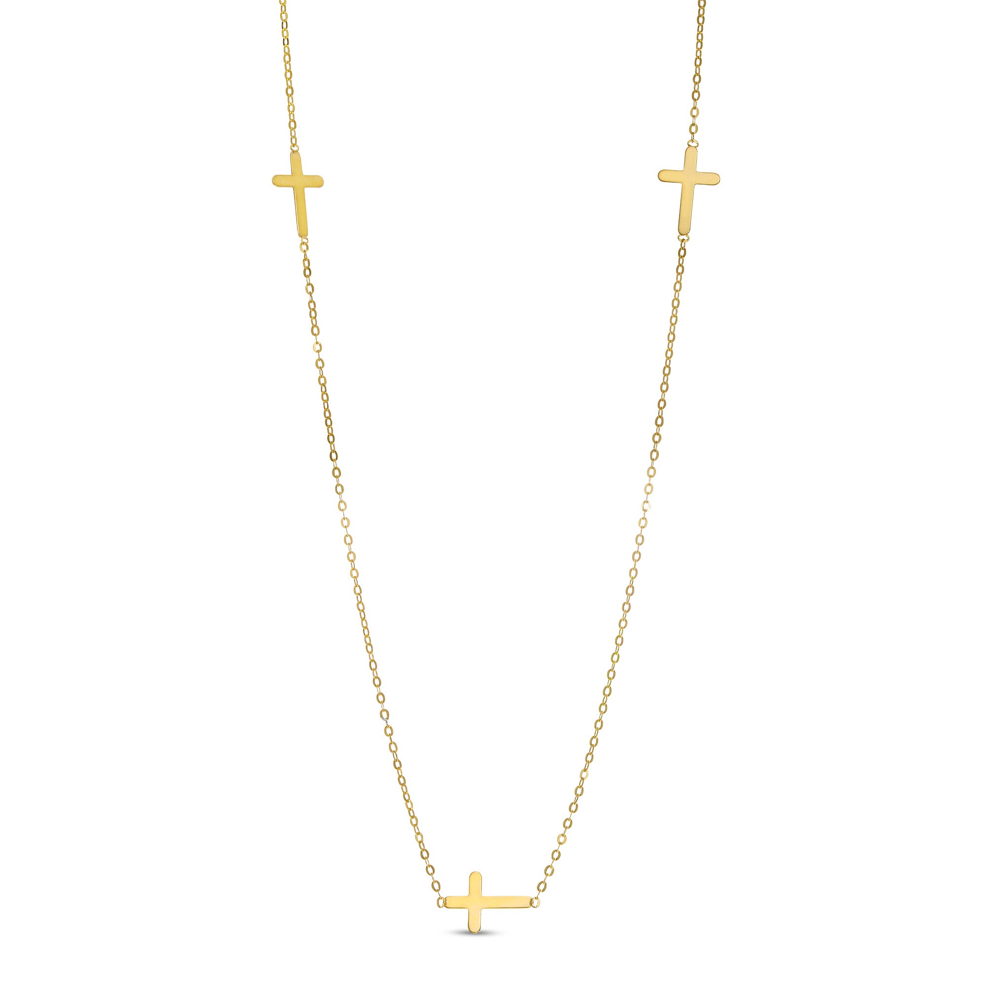 Triple Cross Station Necklace in 10K Gold | Peoples Jewellers