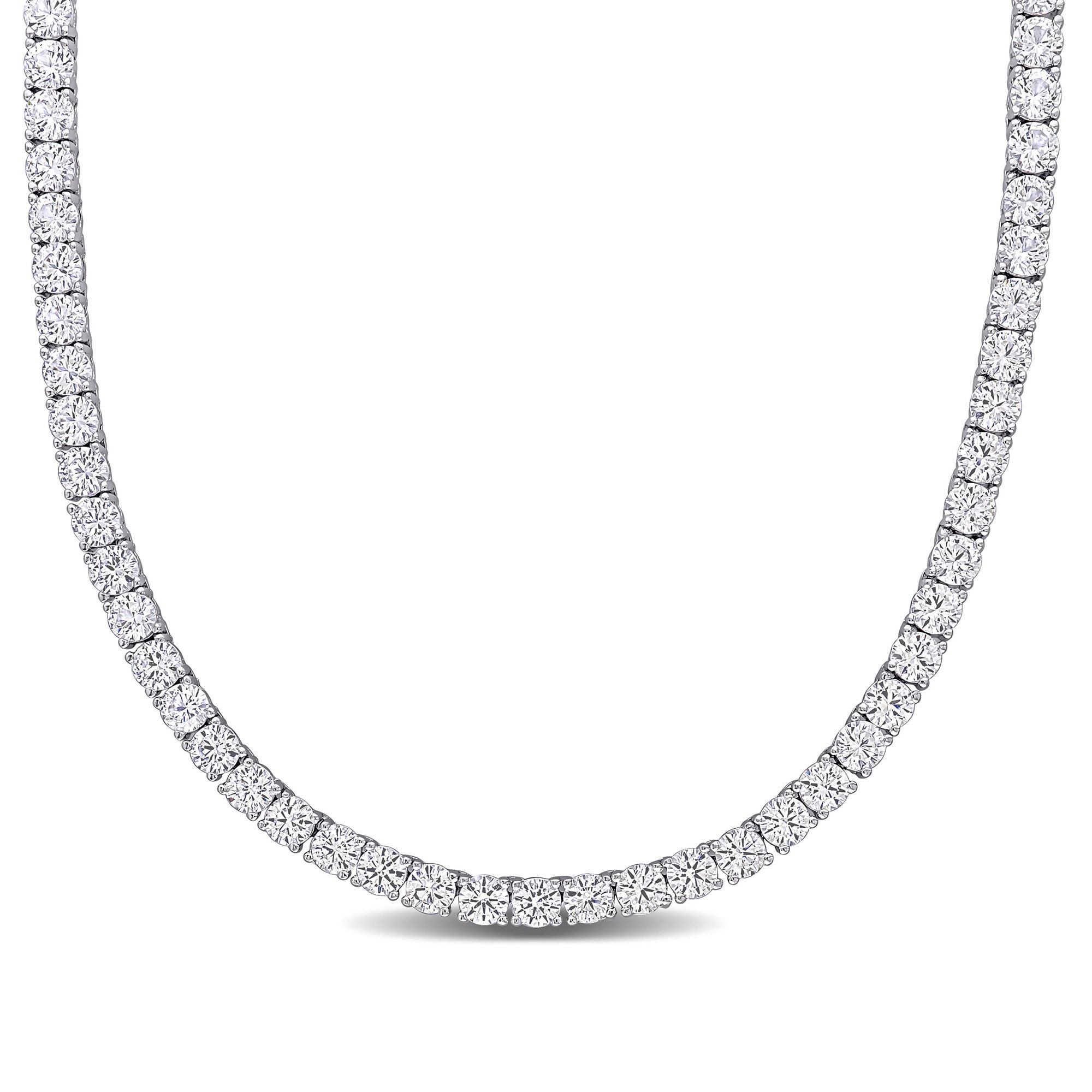 4.0mm White Lab-Created Sapphire Tennis Necklace in Sterling
