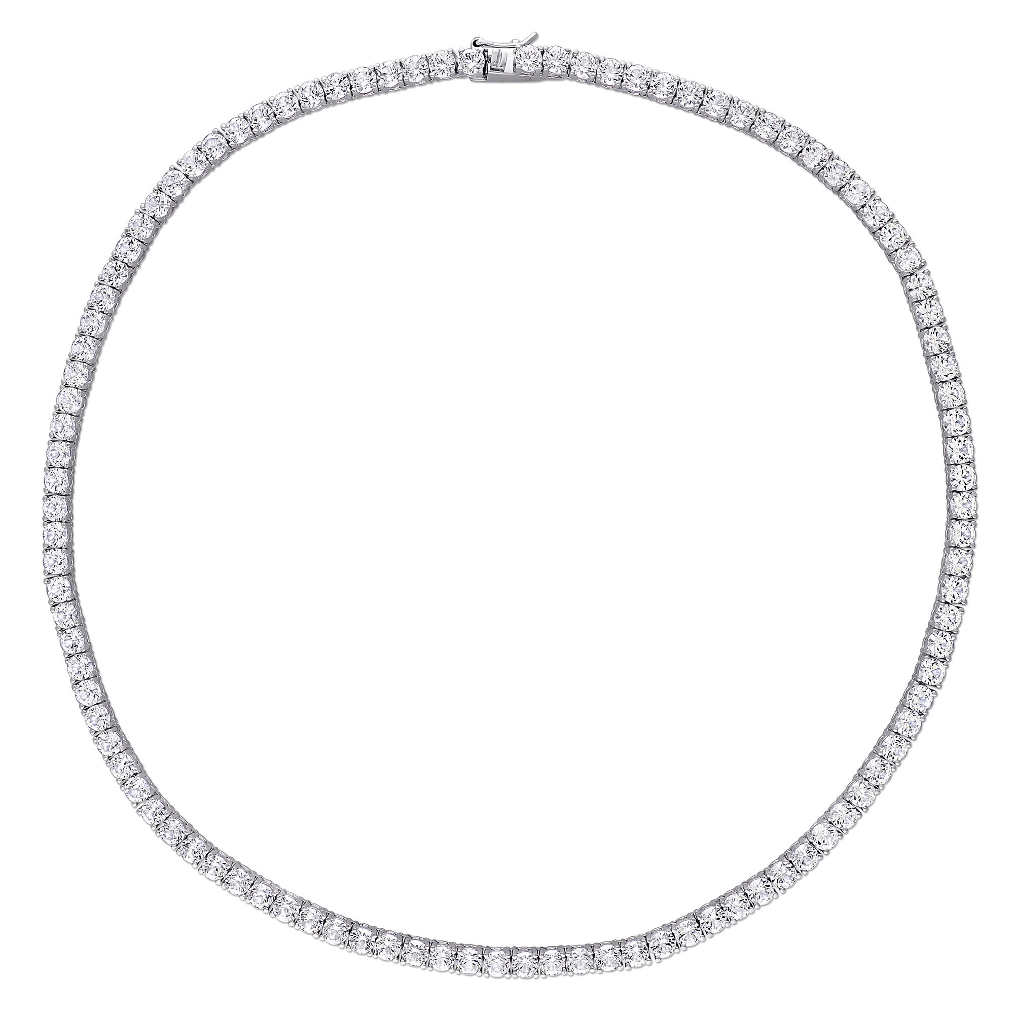 4.0mm White Lab-Created Sapphire Tennis Necklace in Sterling