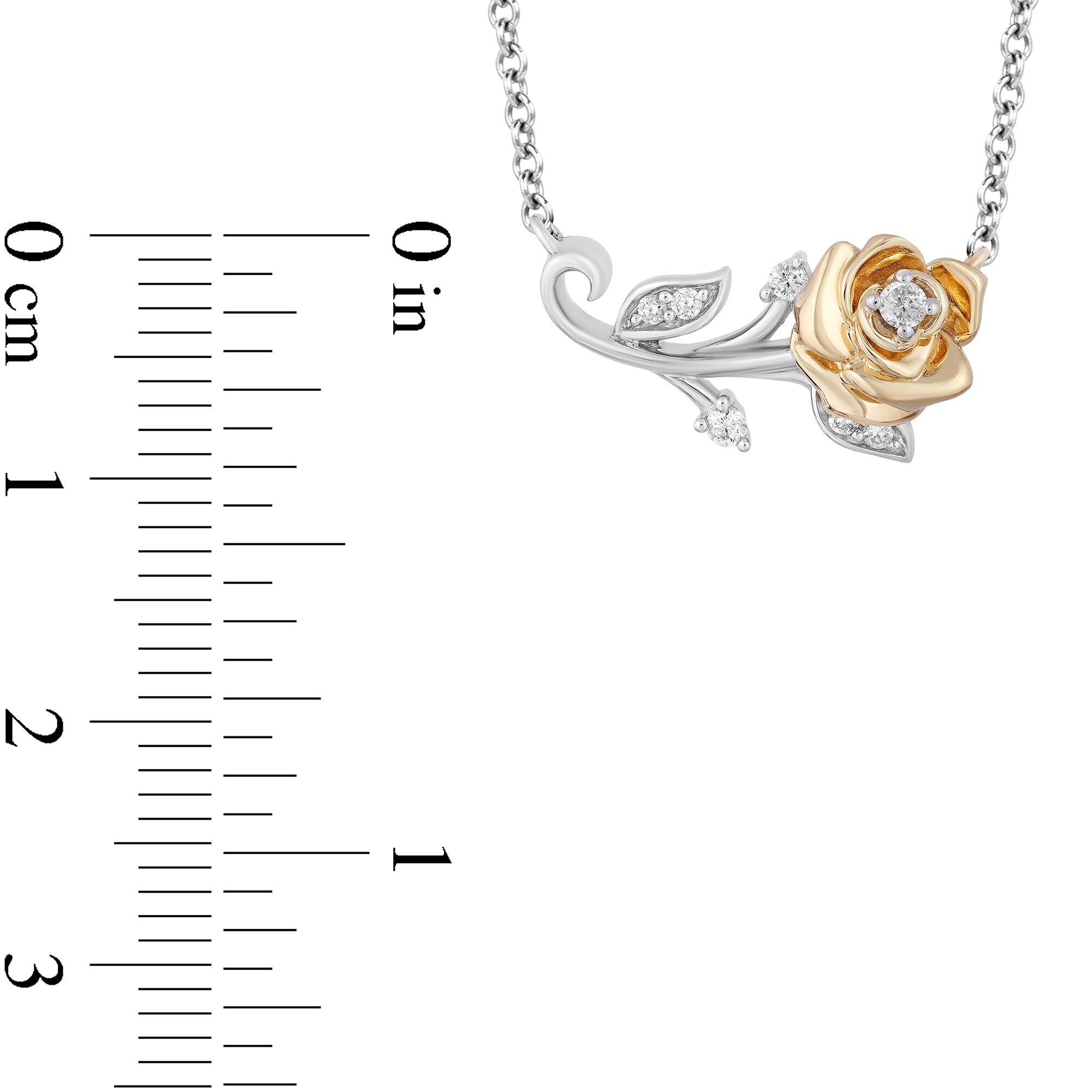 Enchanted Disney Belle 0.085 CT. T.W. Diamond Rose Bar Necklace in