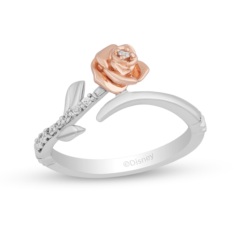 Enchanted Disney Belle Diamond Rose Bypass Ring in
