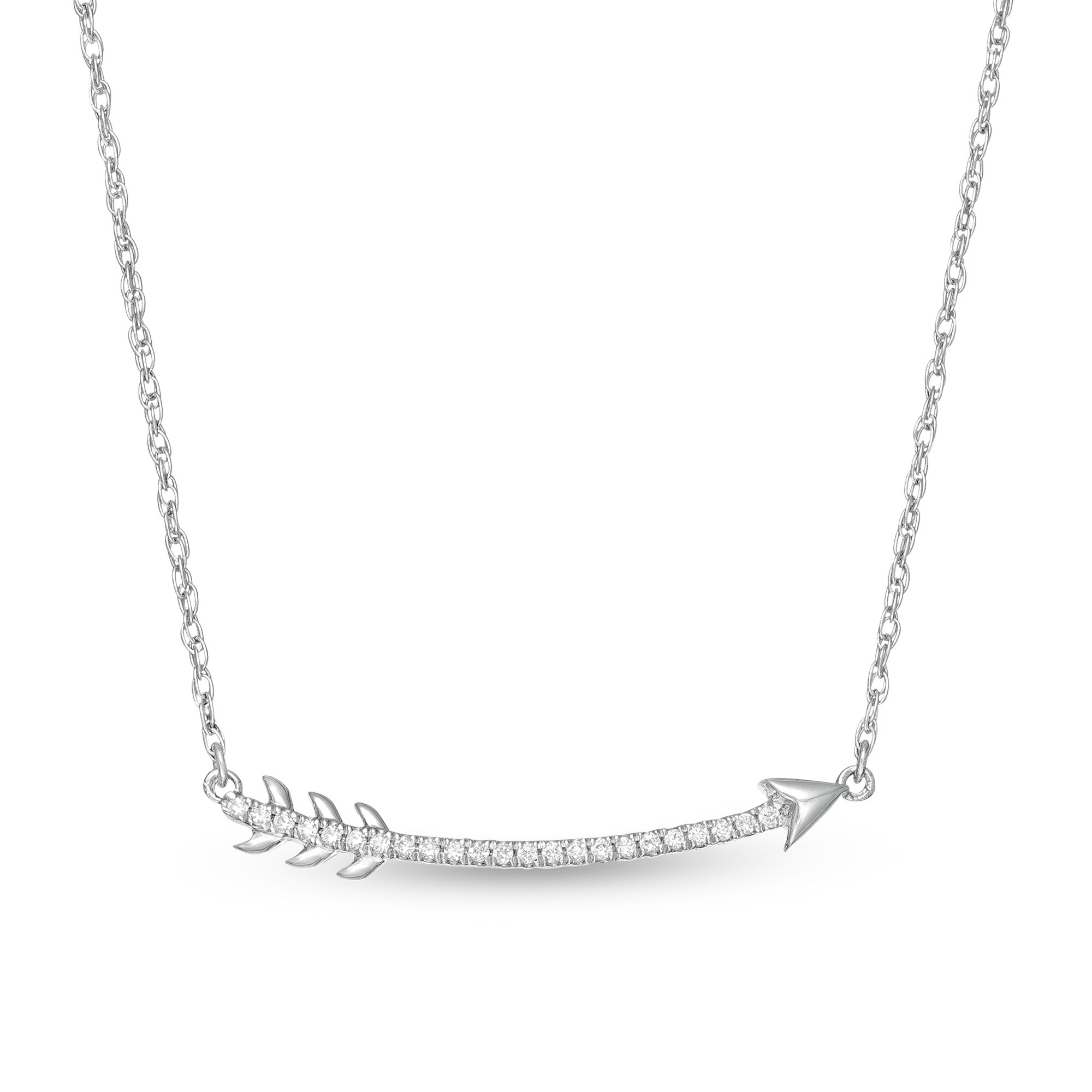 1/15 CT. T.W. Diamond Curved Arrow Necklace in Sterling Silver