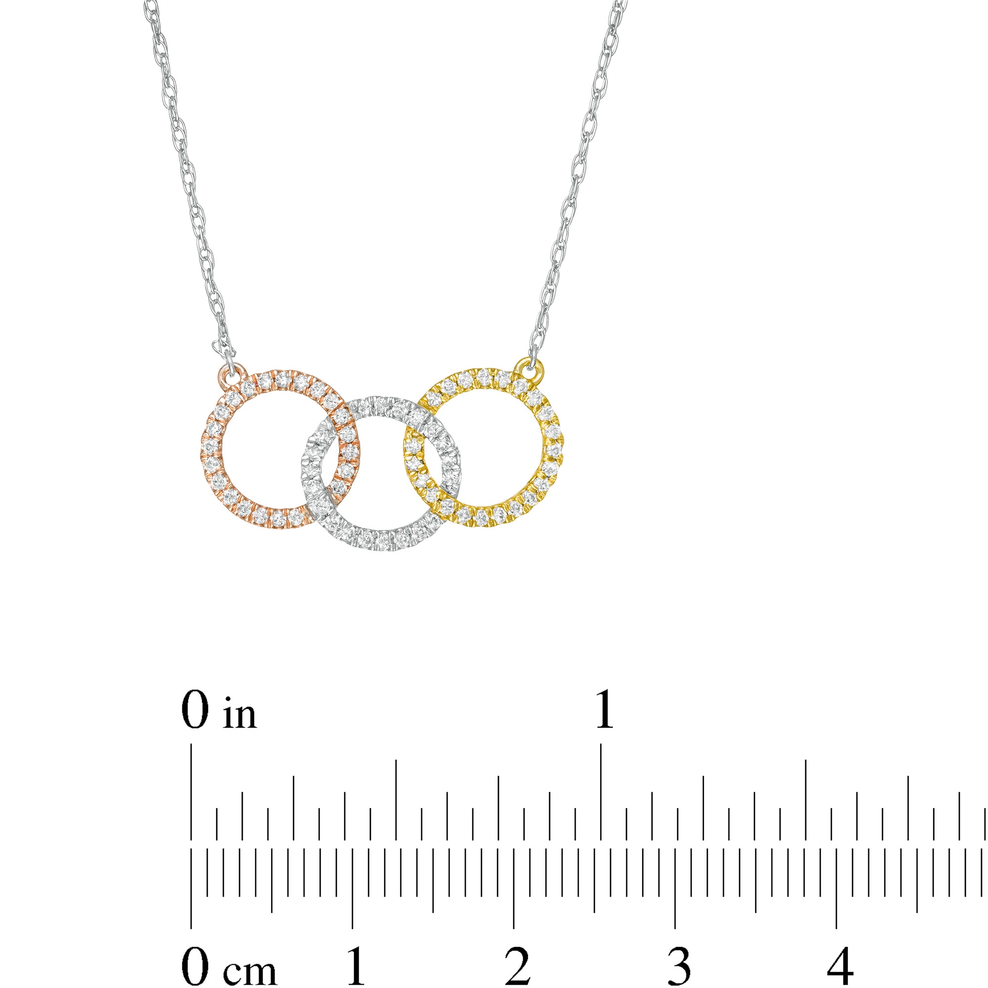 1/3 CT. T.W. Diamond Interwoven Circle Trio Necklace in 10K Tri