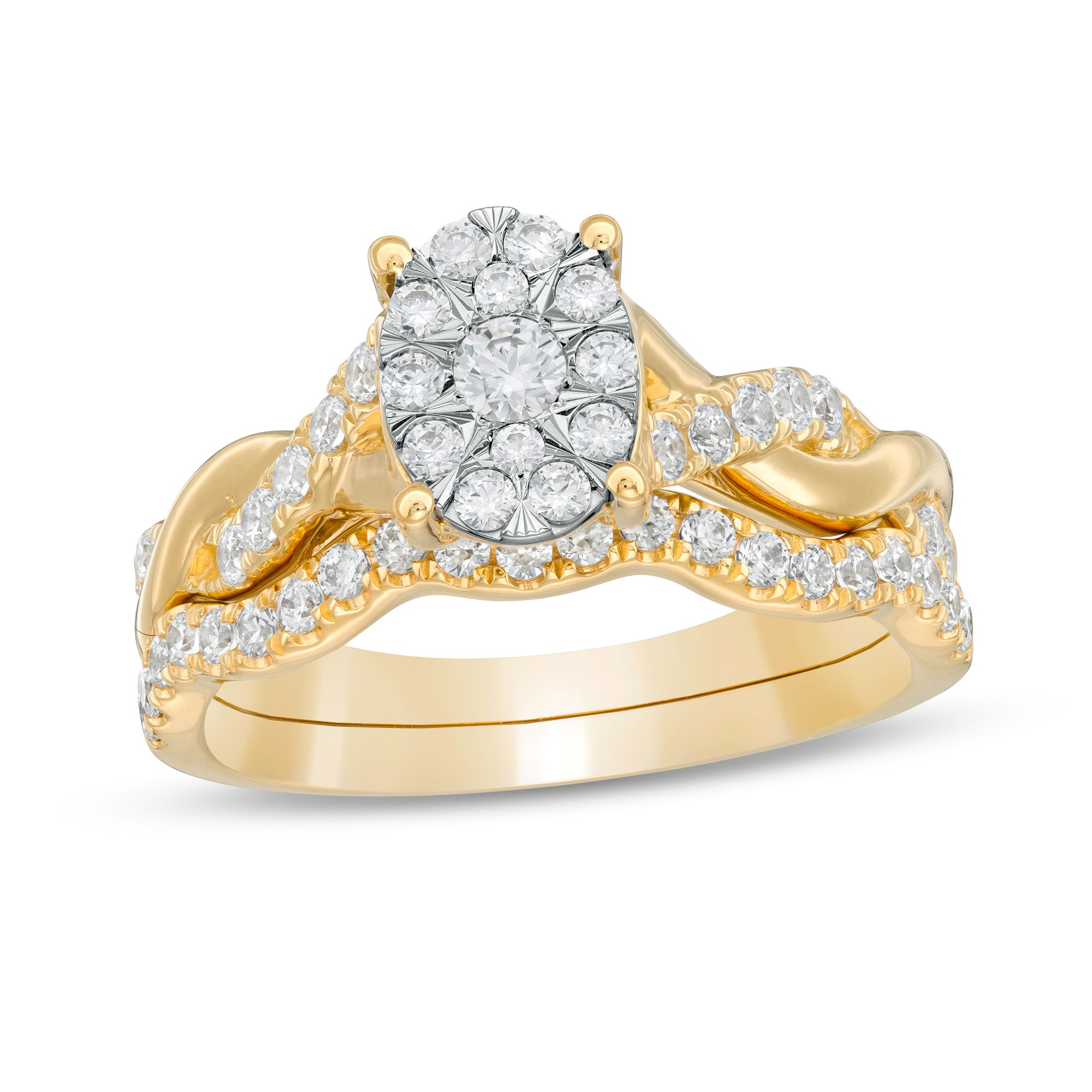 3/4 CT. T.W. Oval Composite Diamond Frame Twist Shank Bridal Set