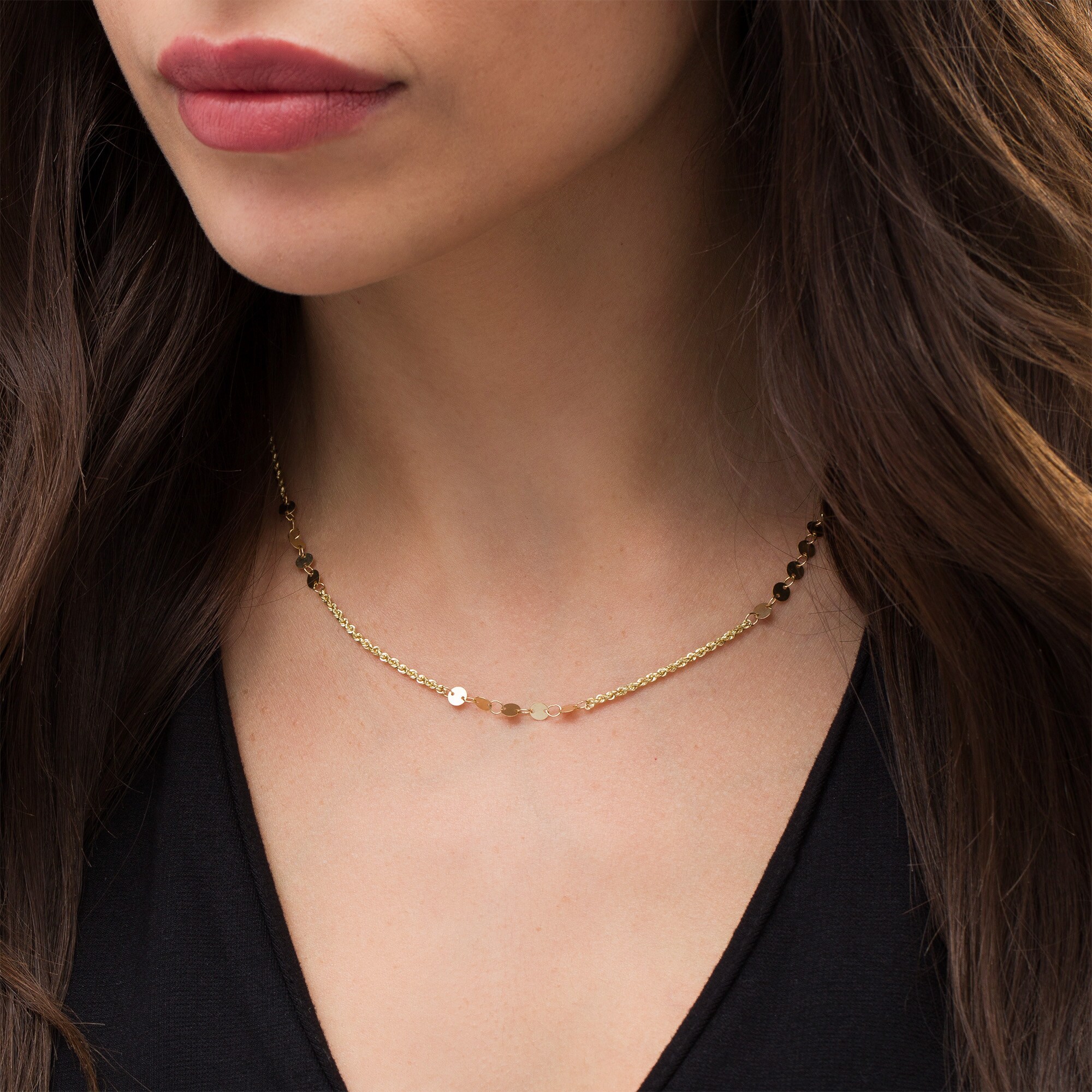 4.0mm Disc Link Station Necklace in 10K Gold | Zales Outlet