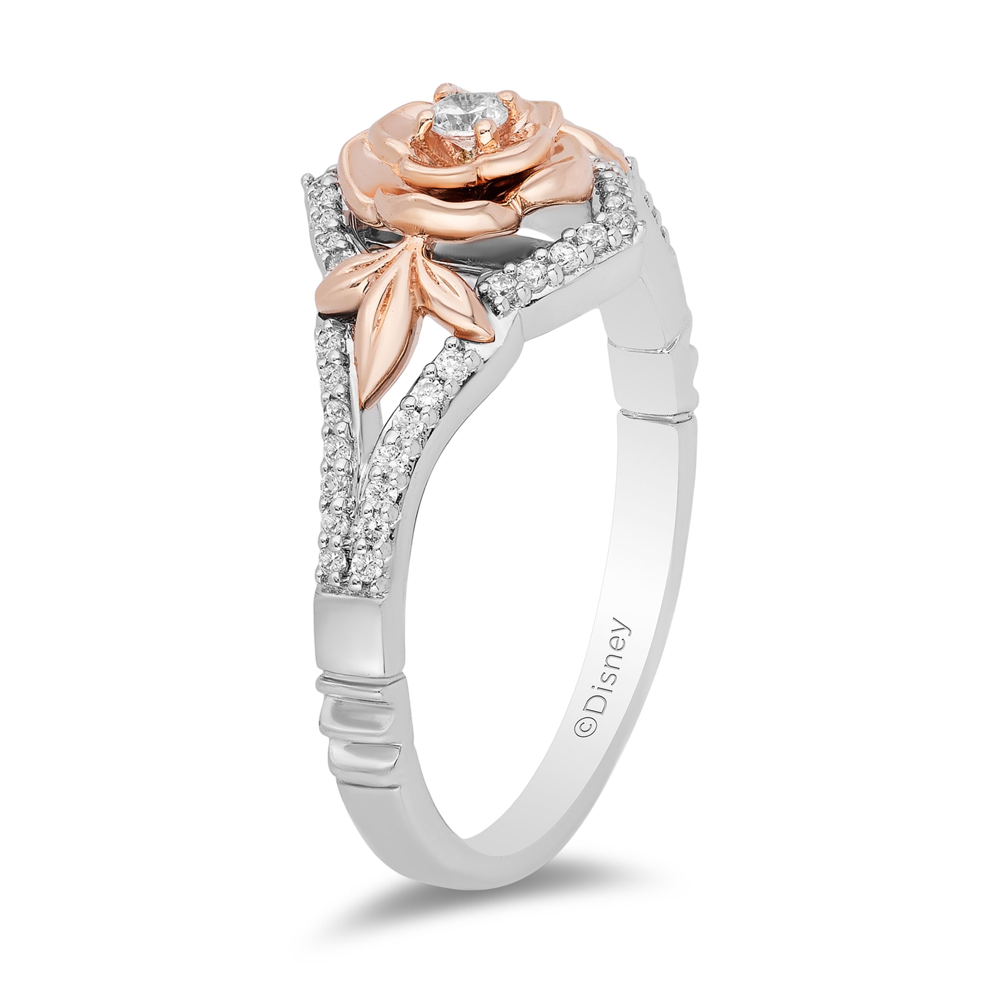 Enchanted Disney Belle 1/5 CT. T.W. Diamond Rose Split Shank Ring