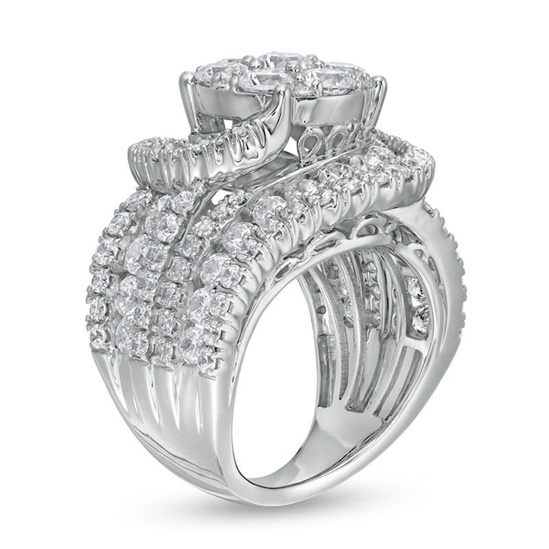 Multi-Diamond Swirl Multi-Row Engagement Ring in 14K