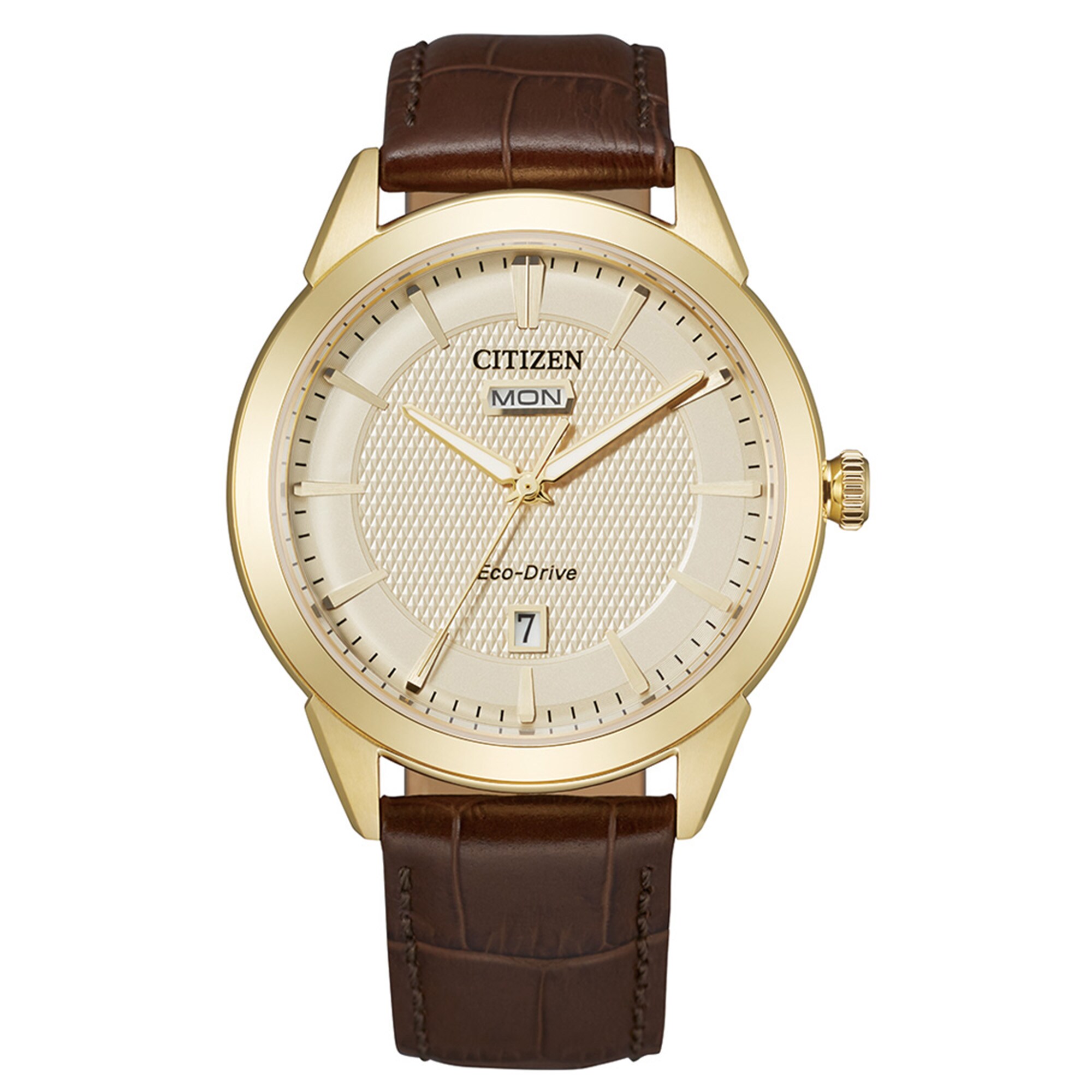 【087】SPECIAL GOLD BROWNティンシャ／アスタマンガルLサイズ Men's Citizen Eco-Drive® Corso 18K Gold Plate Strap Watch with