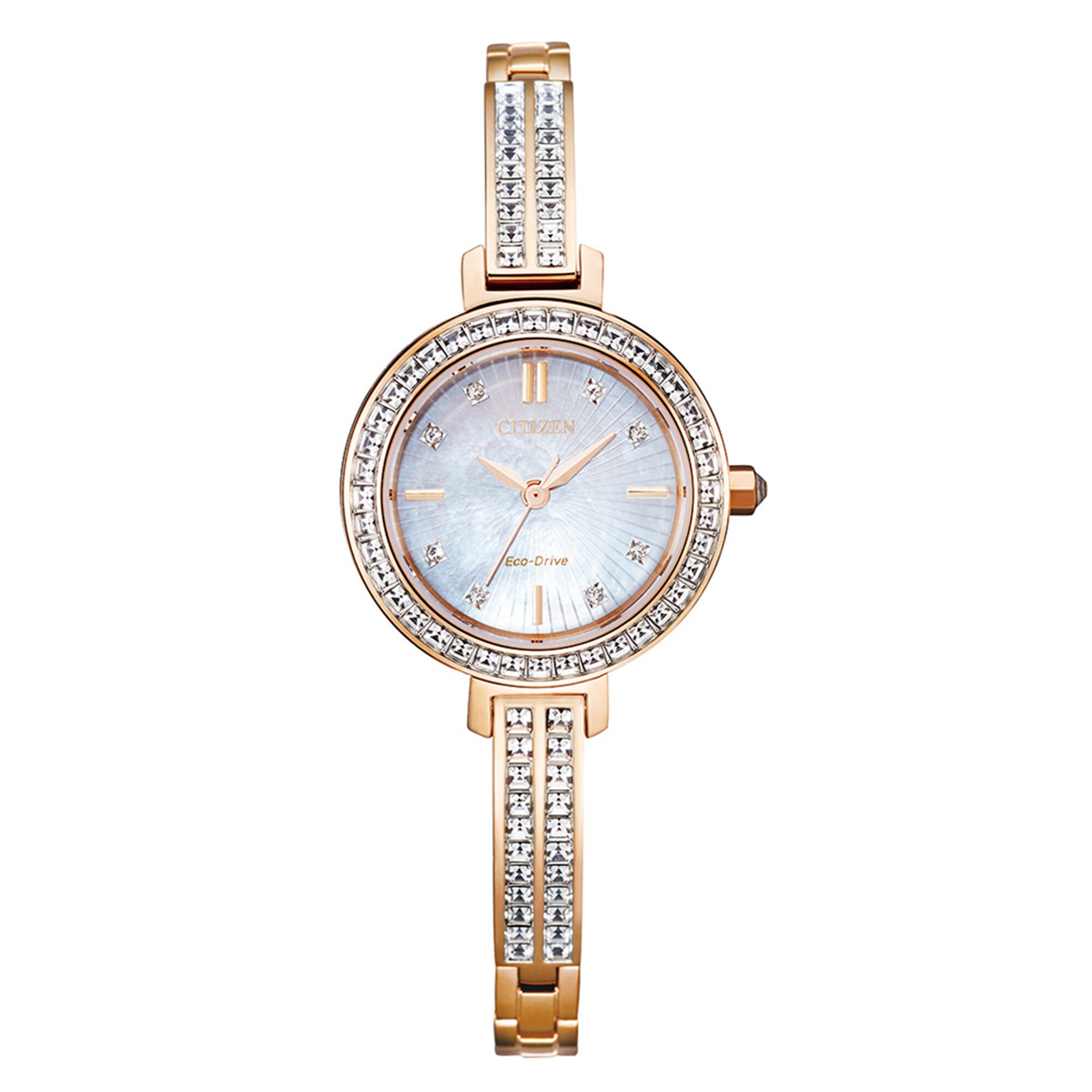 Ladies' Citizen Eco-Drive® Silhouette Crystal Rose-Tone Bangle
