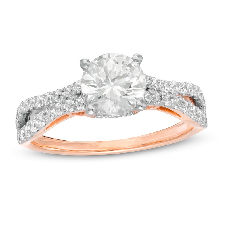 Diamond Curvy Split Shank Engagement Ring in 10K