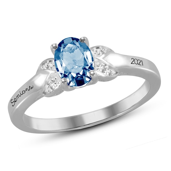 Oval Birthstone High School Class Ring by ArtCarved® (1 Stone and