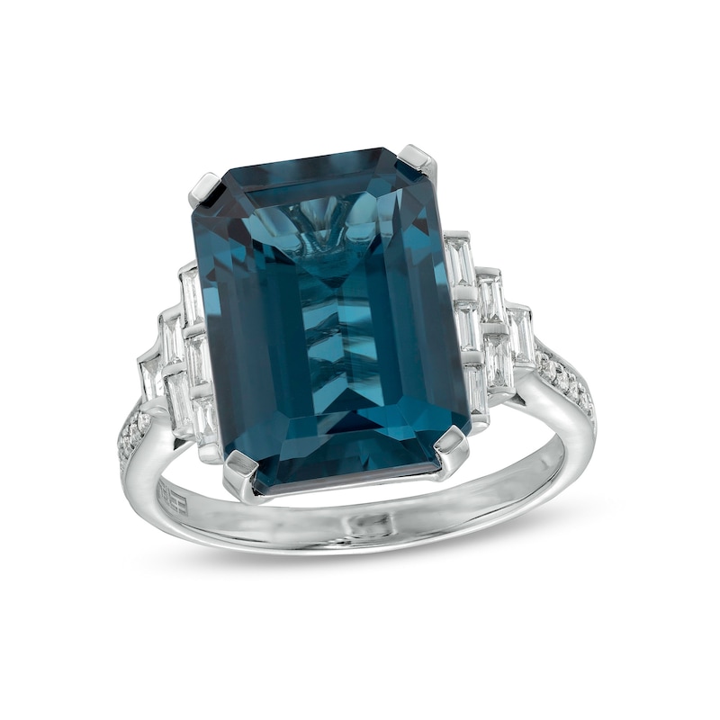 EFFY™ Collection Emerald-Cut London Blue Topaz and 1/3