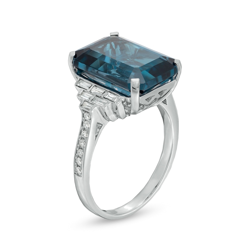 EFFY™ Collection Emerald-Cut London Blue Topaz and 1/3