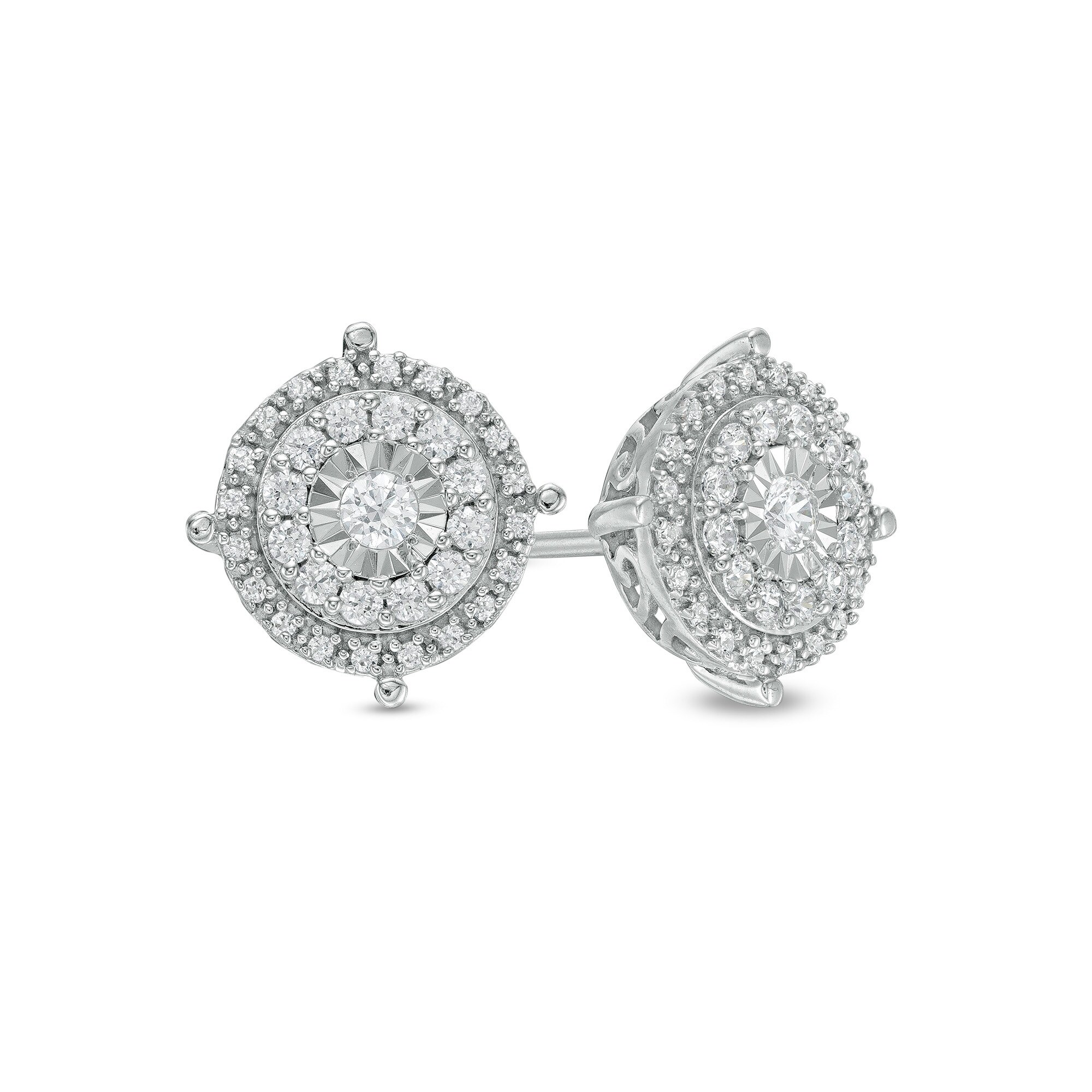 【新品未使用】DIAMOND INSIDE ND2. 5/8 CT. T.W. Diamond Double Frame Stud Earrings in Sterling Silver