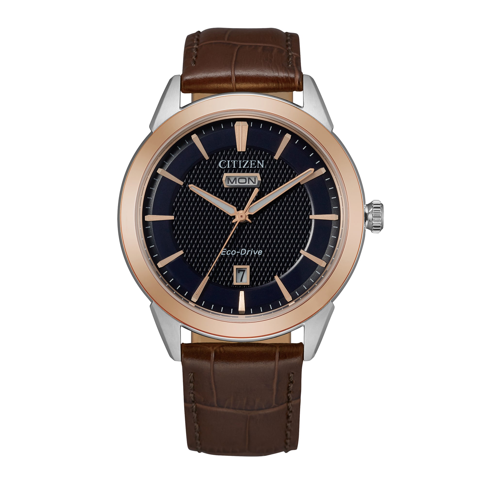 Men's Citizen Eco-Drive® Corso Two-Tone Brown Strap Watch with