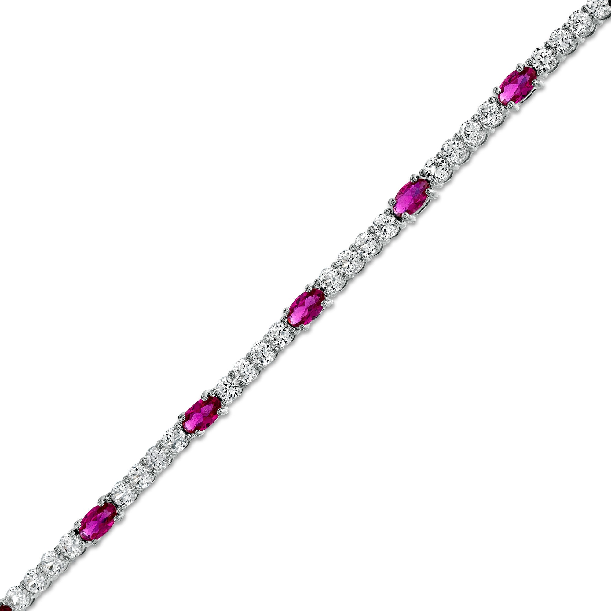 Oval Lab-Created Ruby and White Lab-Created Sapphire Quartet Line