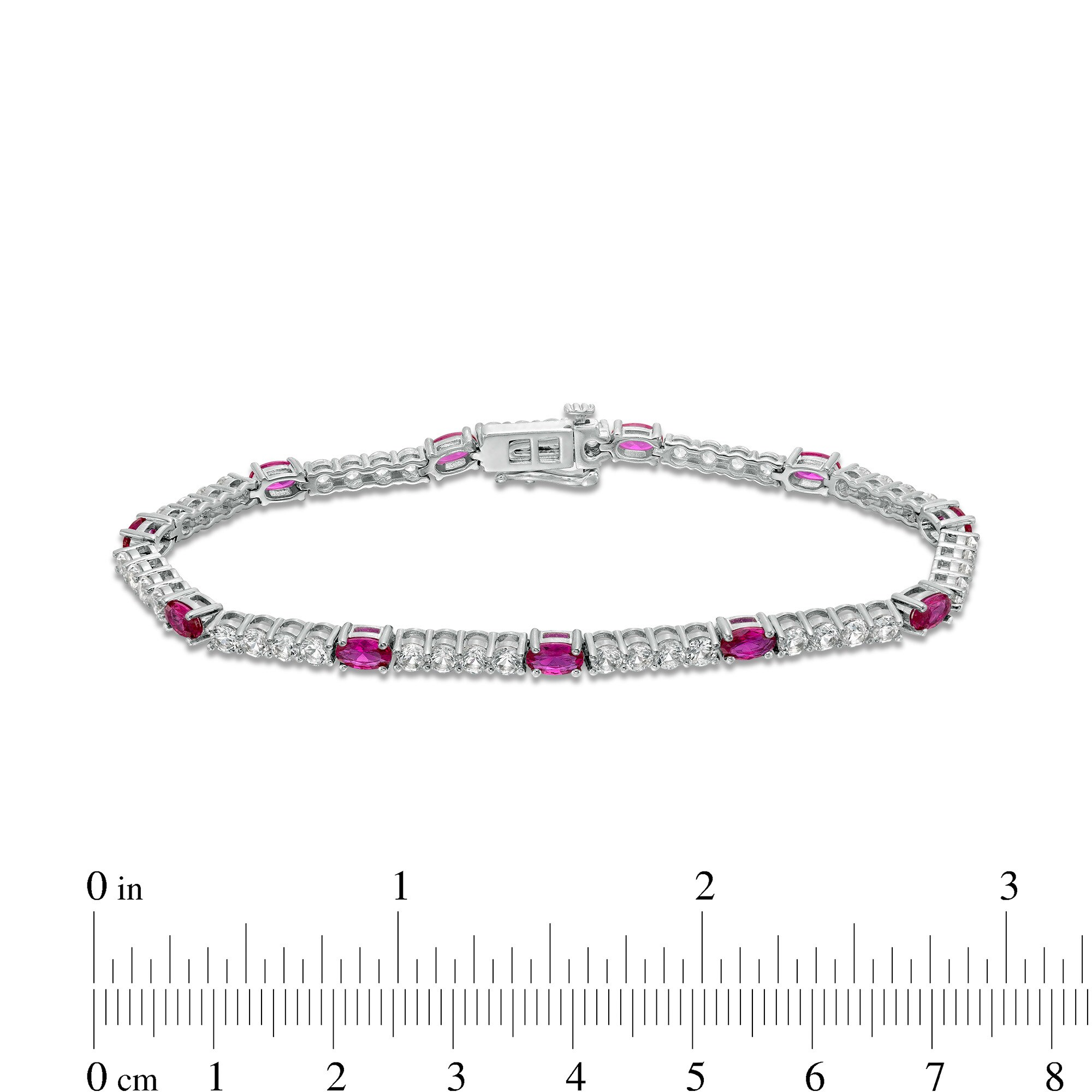 Oval Lab-Created Ruby and White Lab-Created Sapphire Quartet Line