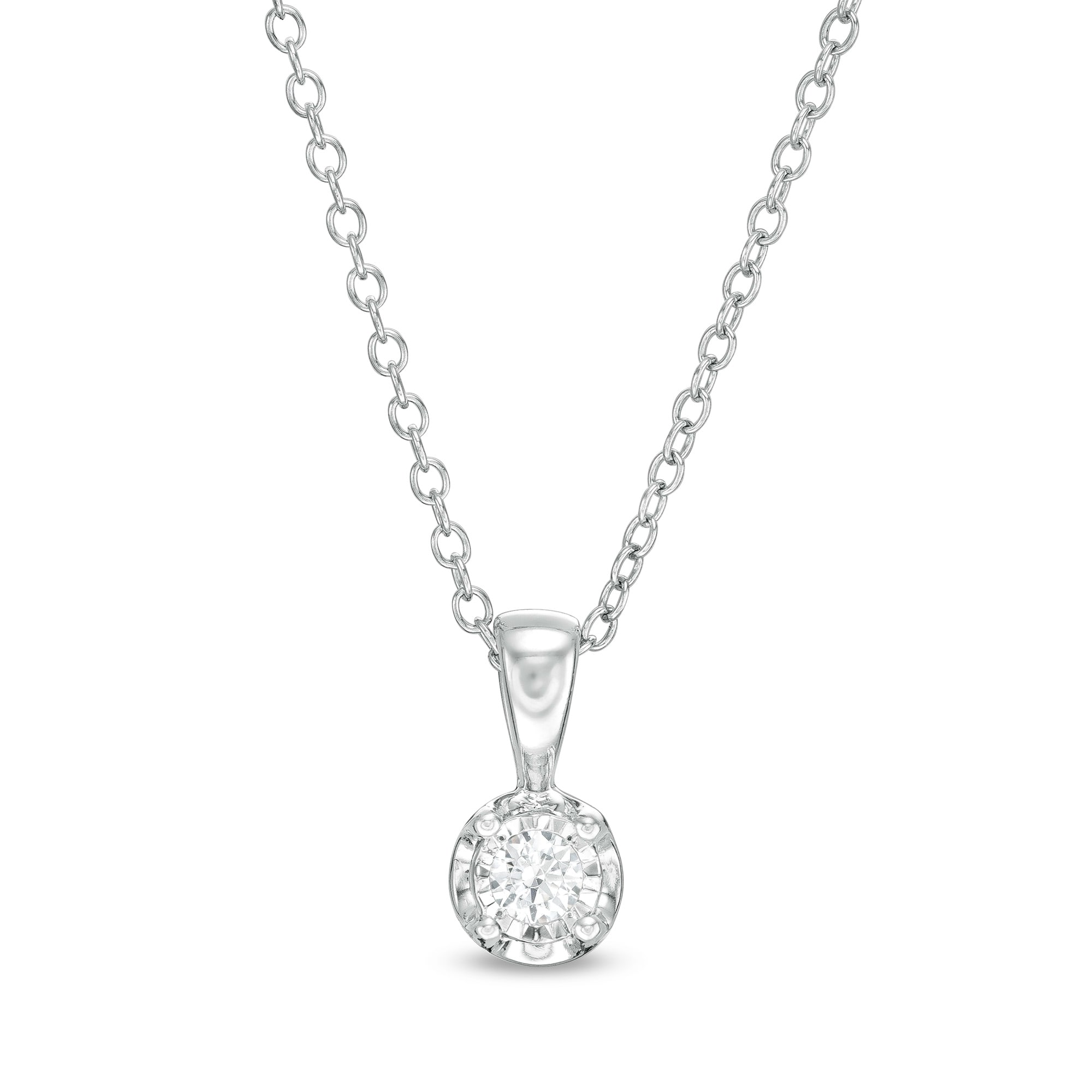 1/10 CT. Diamond Solitaire Pendant in 10K White Gold (J/I3
