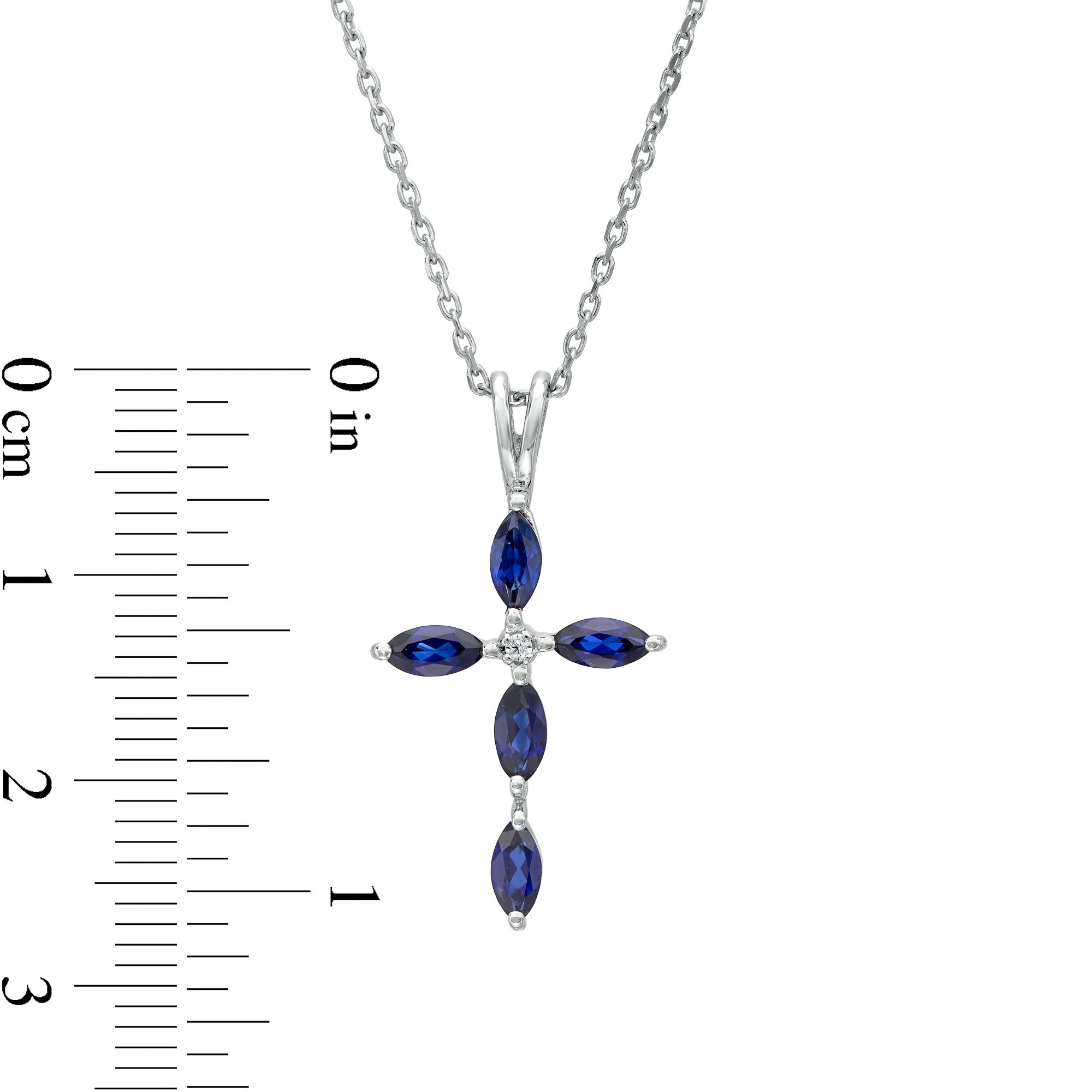 Marquise Blue and White Lab-Created Sapphire Cross Pendant in