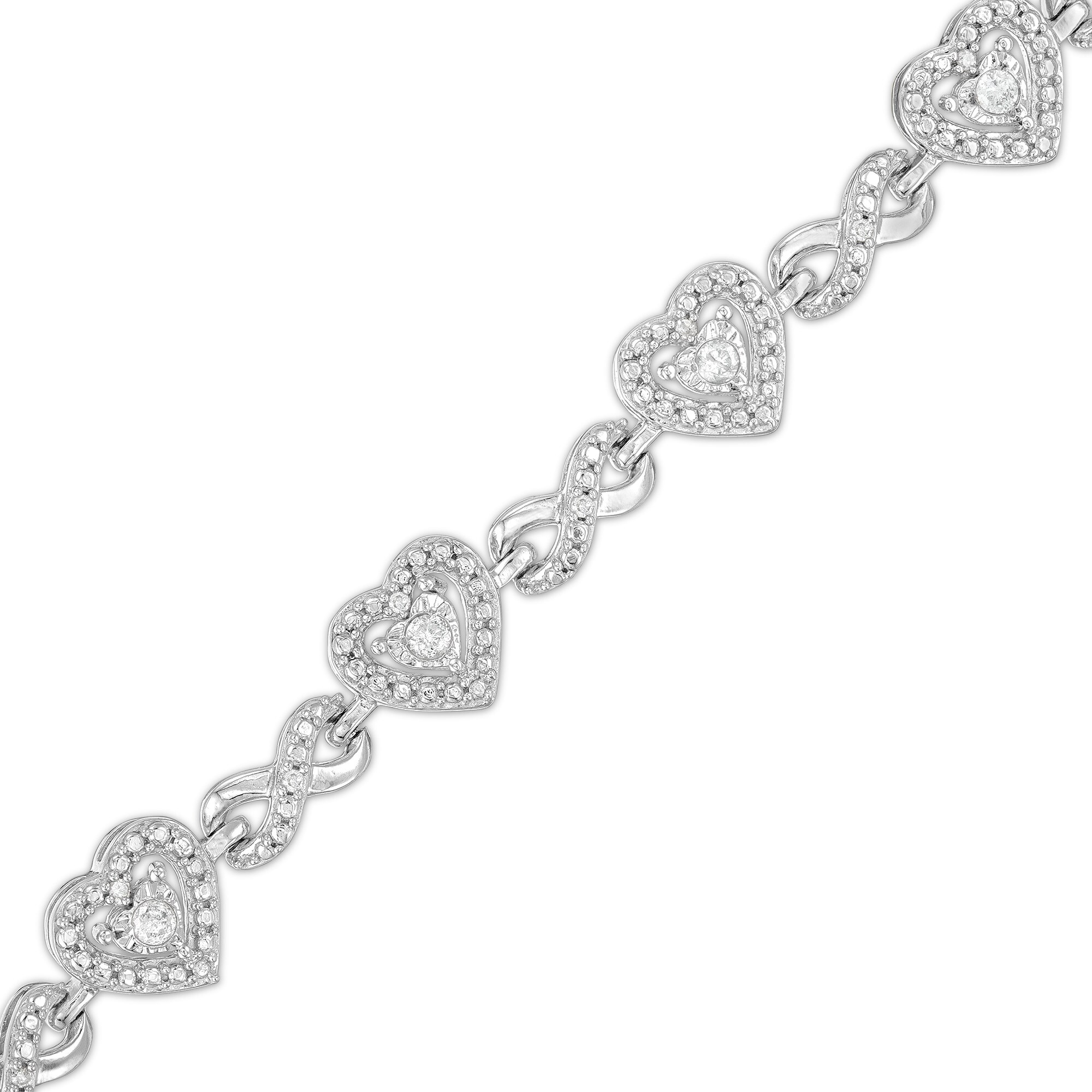 N*e様 【CTHY】HIGH-END SILVER BRACELET ANTI 1/4 CT. T.W. Diamond Alternating Heart Infinity Link Bracelet in