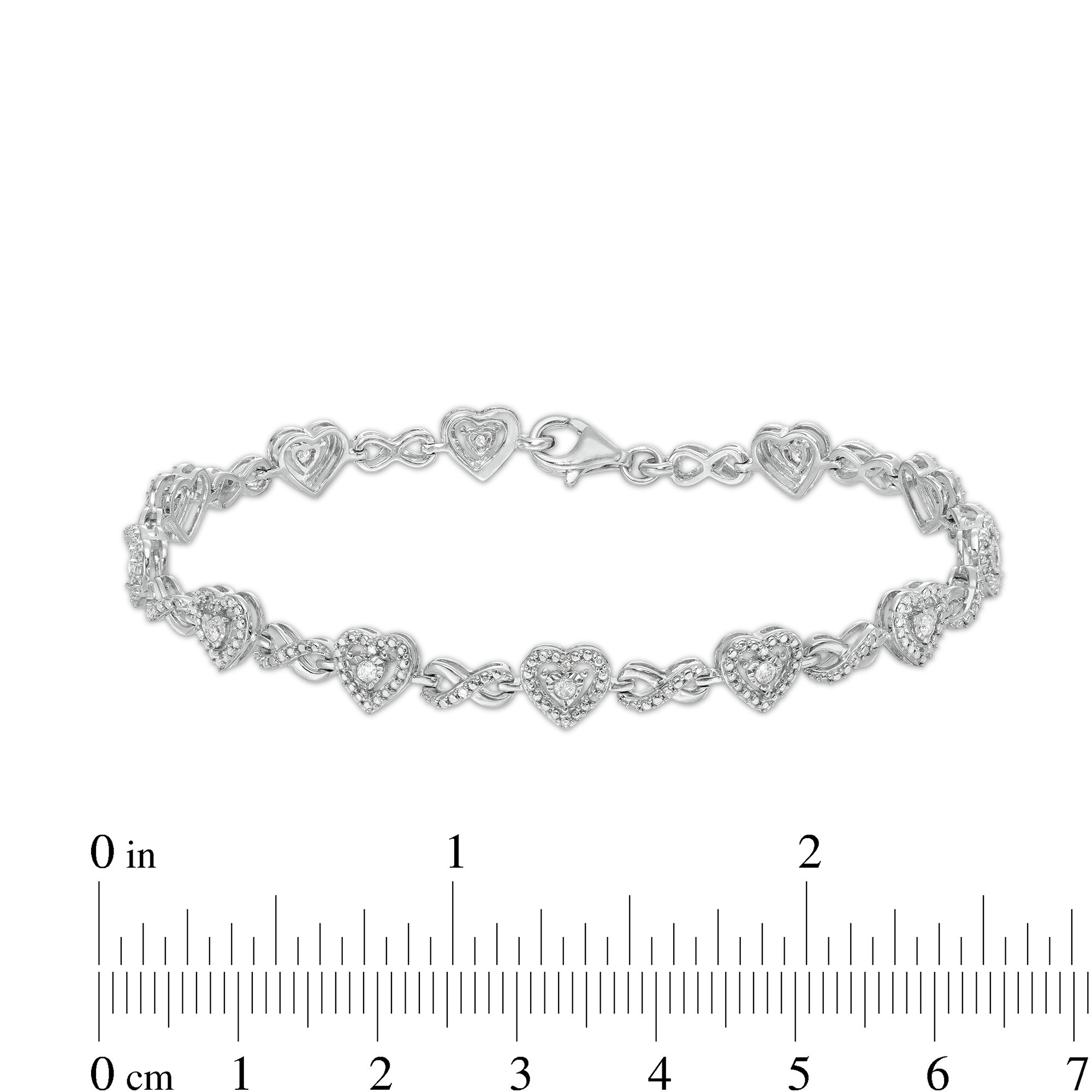1/4 CT. T.W. Diamond Alternating Heart Infinity Link Bracelet in