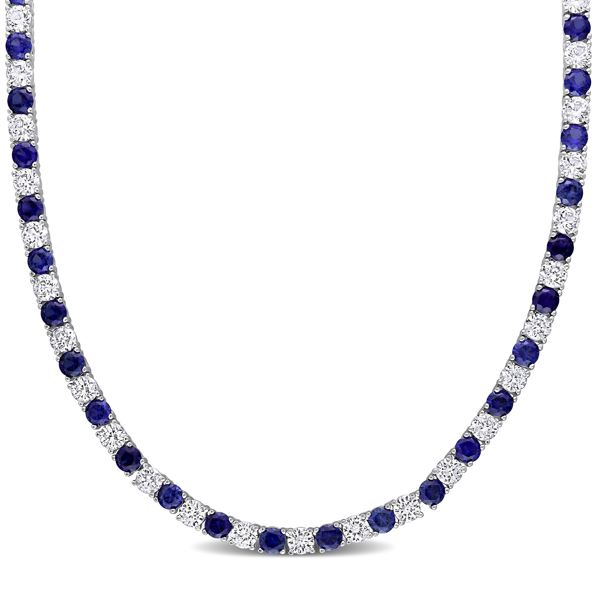 4.0mm Lab-Created Blue and White Sapphire Alternating Tennis