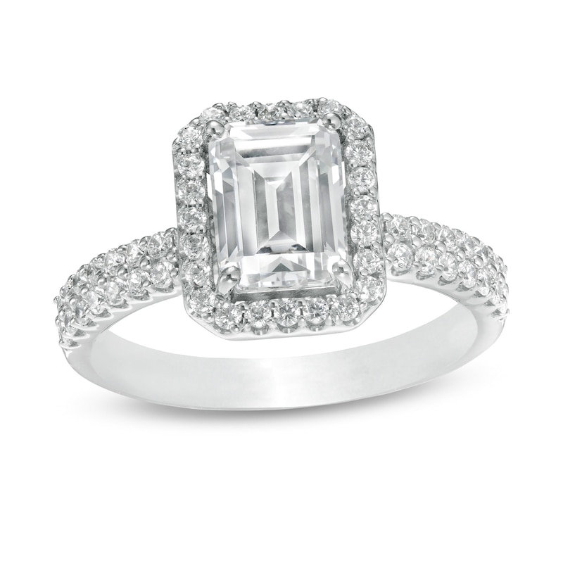 Certified Lab-Grown Emerald-Cut Diamond Frame Engagement Ring in  14K White Gold (F/VS2)