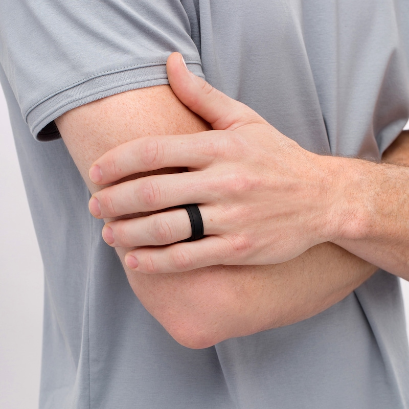 Double Groove Comfort-Fit Wedding Band in Black Silicone