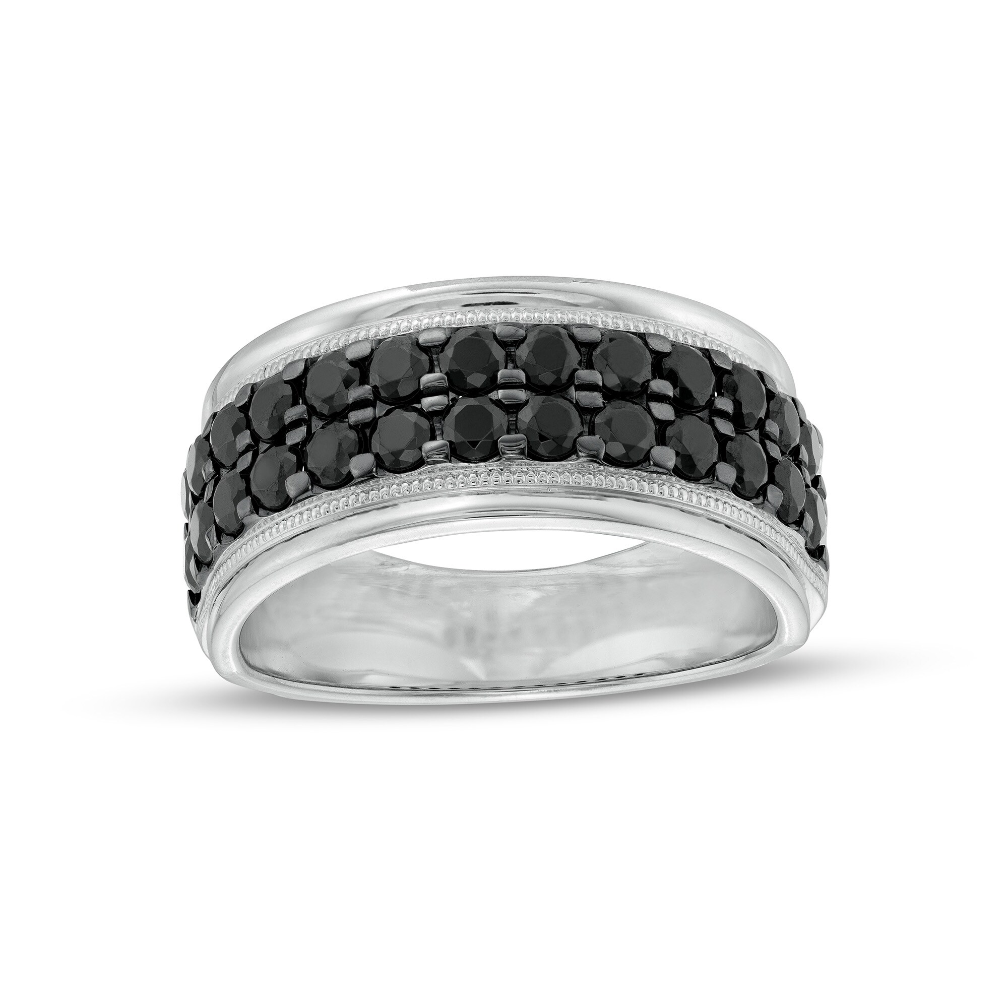 2 CT. T.W. Black Diamond Double Row Vintage-Style Band in Sterling