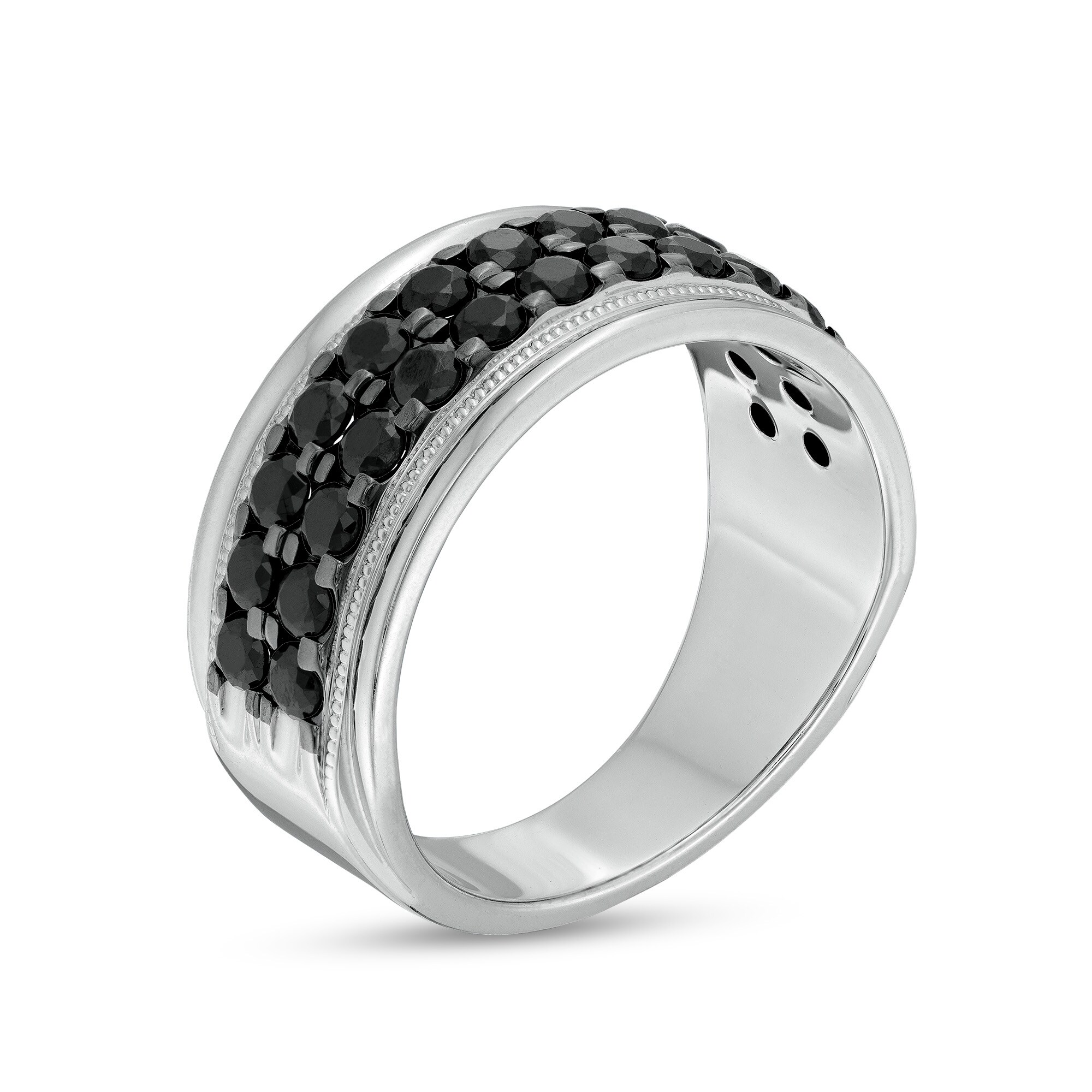 2 CT. T.W. Black Diamond Double Row Vintage-Style Band in Sterling