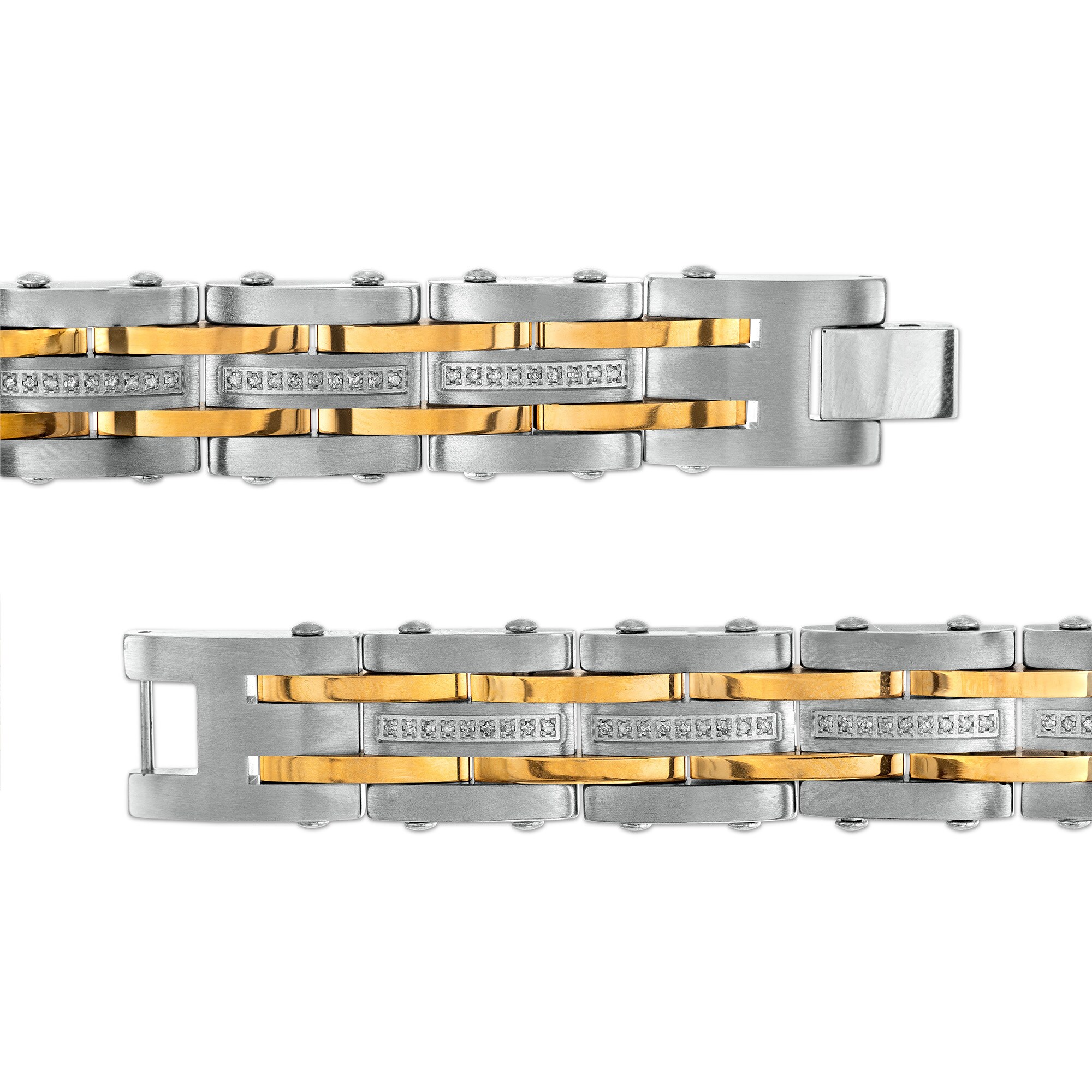 1/2 CT. T.W. Diamond Alternating Multi-Row Link Bracelet in