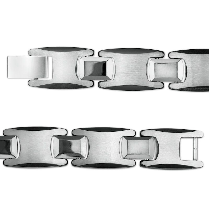 Zales Outlet 1/6 ct. T.W. Black Diamond Link Bracelet in Stainless Steel with Black Ion Plate – 8.62